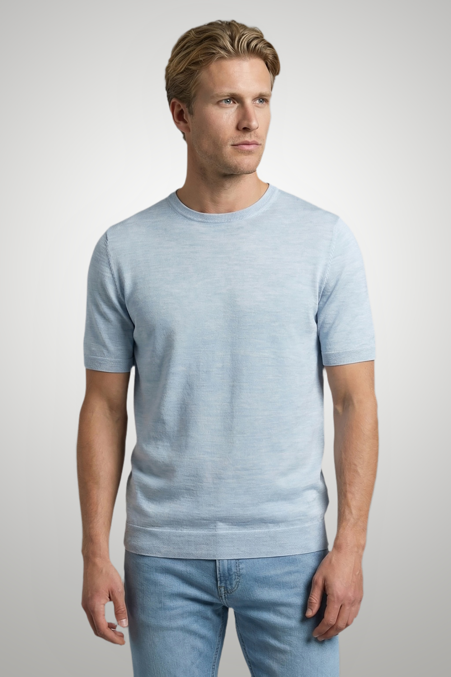 McGregor Extra Fine Merino T-shirt Light Blue Maat: XXL | Sweaters Outlet | Heren | Blauw