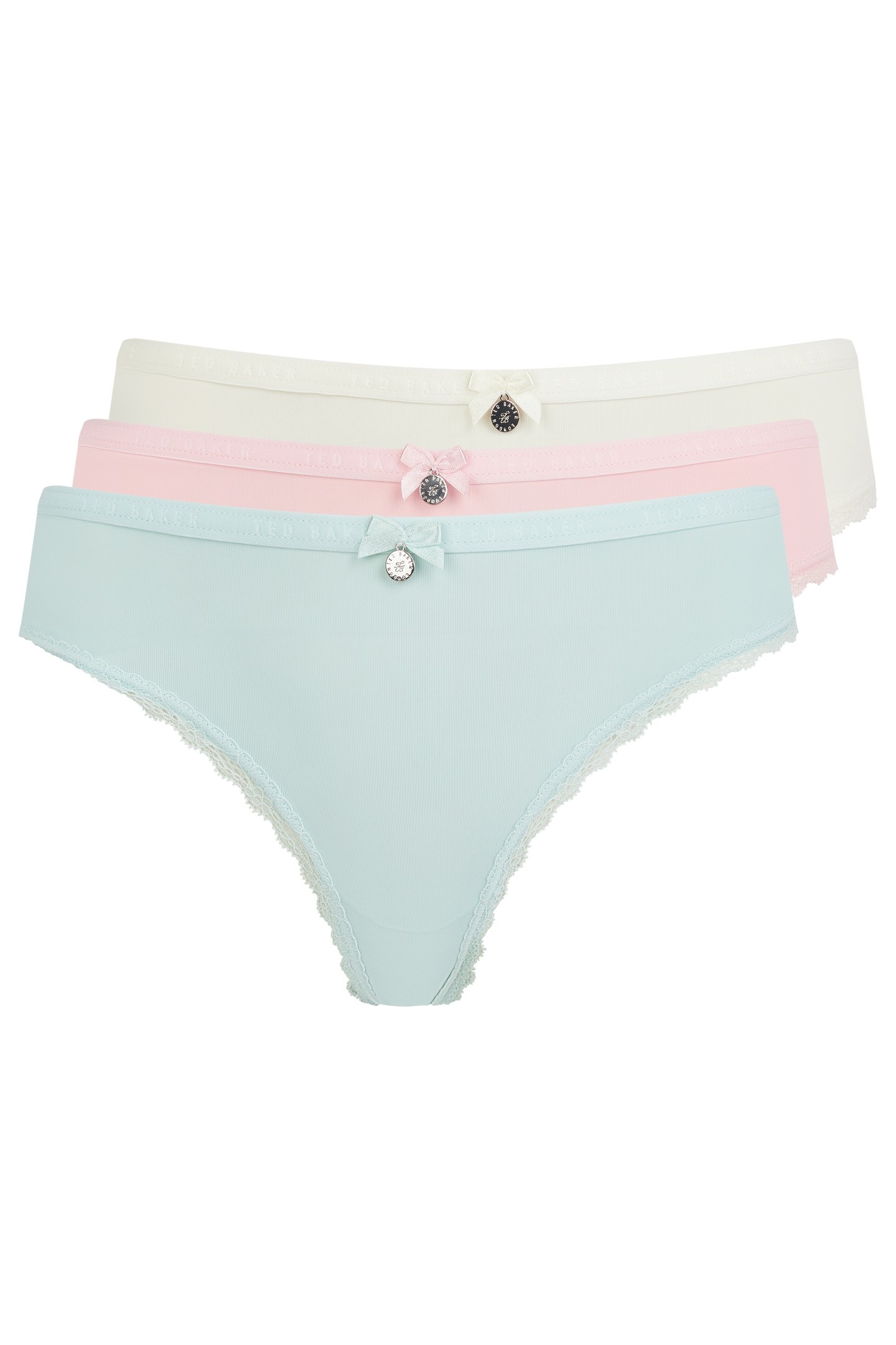 Ted Baker Zaria 3pk Solid Brief With Lace Trim Egret/blue/almond Maat: XL | Slipjes Outlet | Dames | Roze