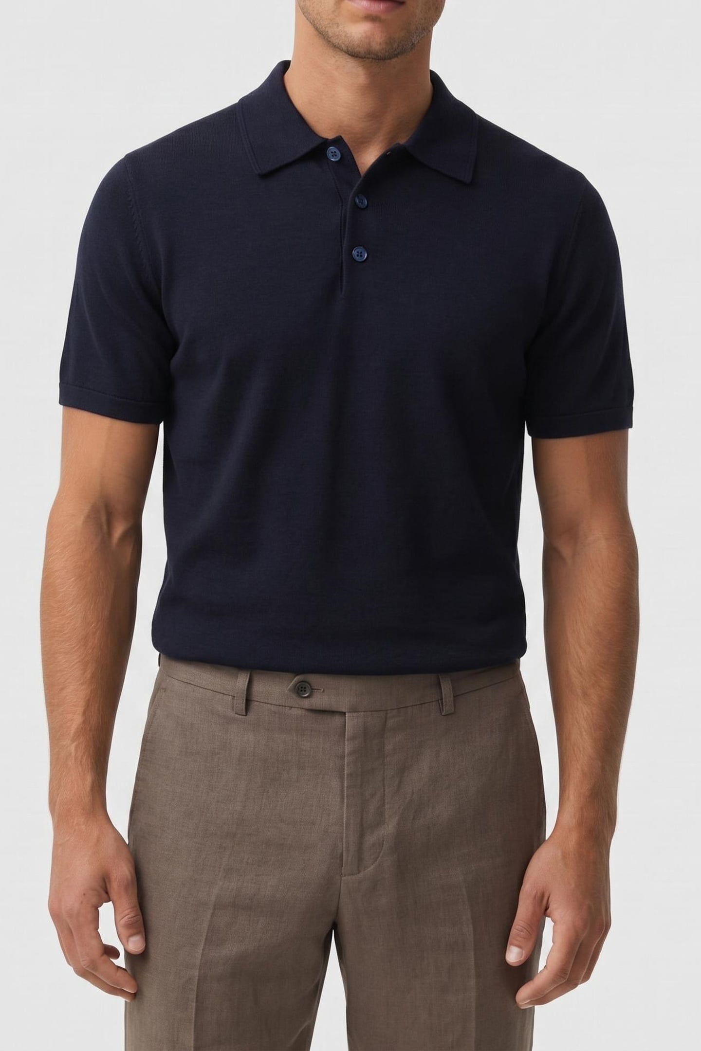 SS BUTTON POLO KNIT NAVY 1
