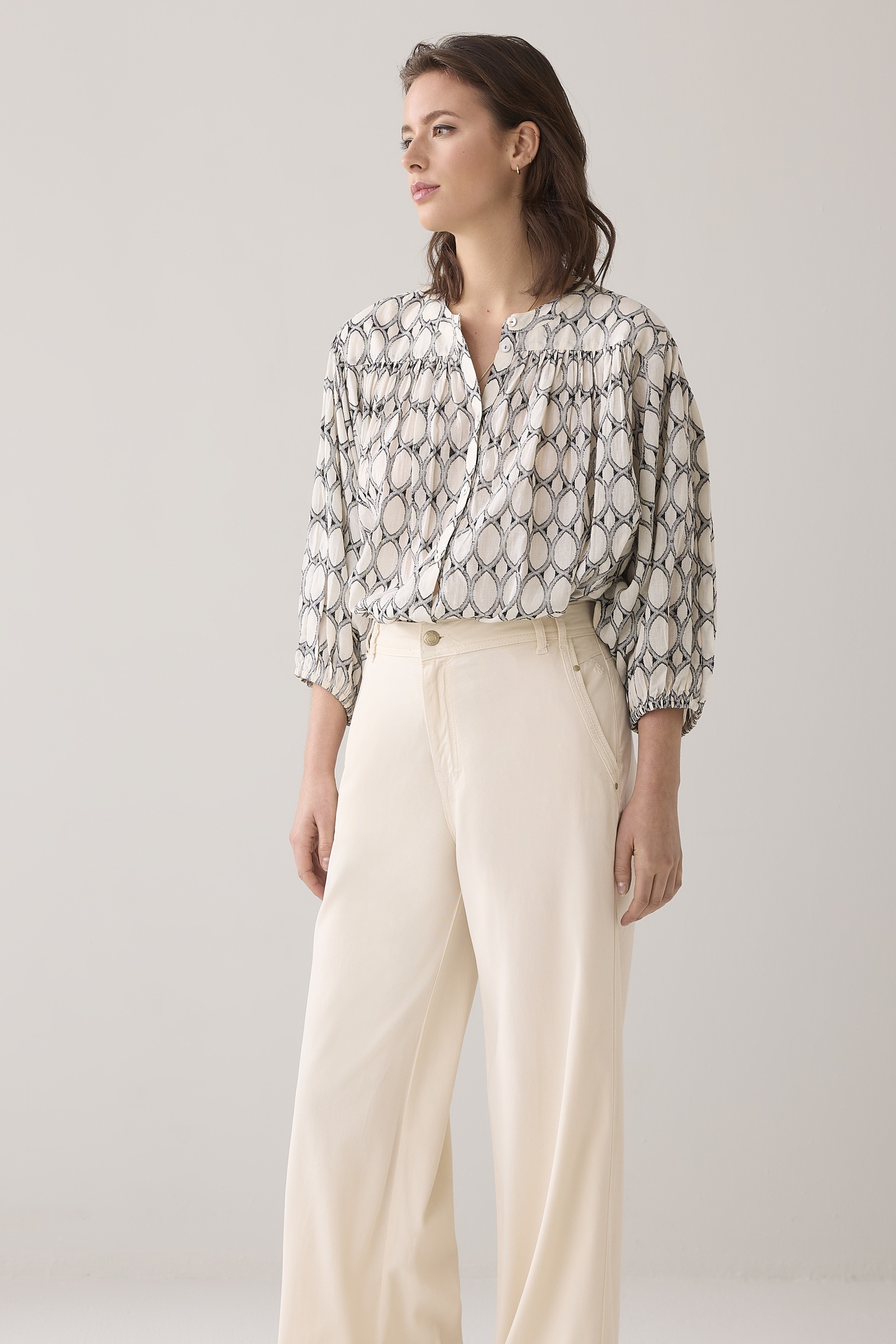 Summum Woman Wideleg Skye Tencel Ivory Maat: 38 | Wijde Broeken Outlet | Dames | Grijs