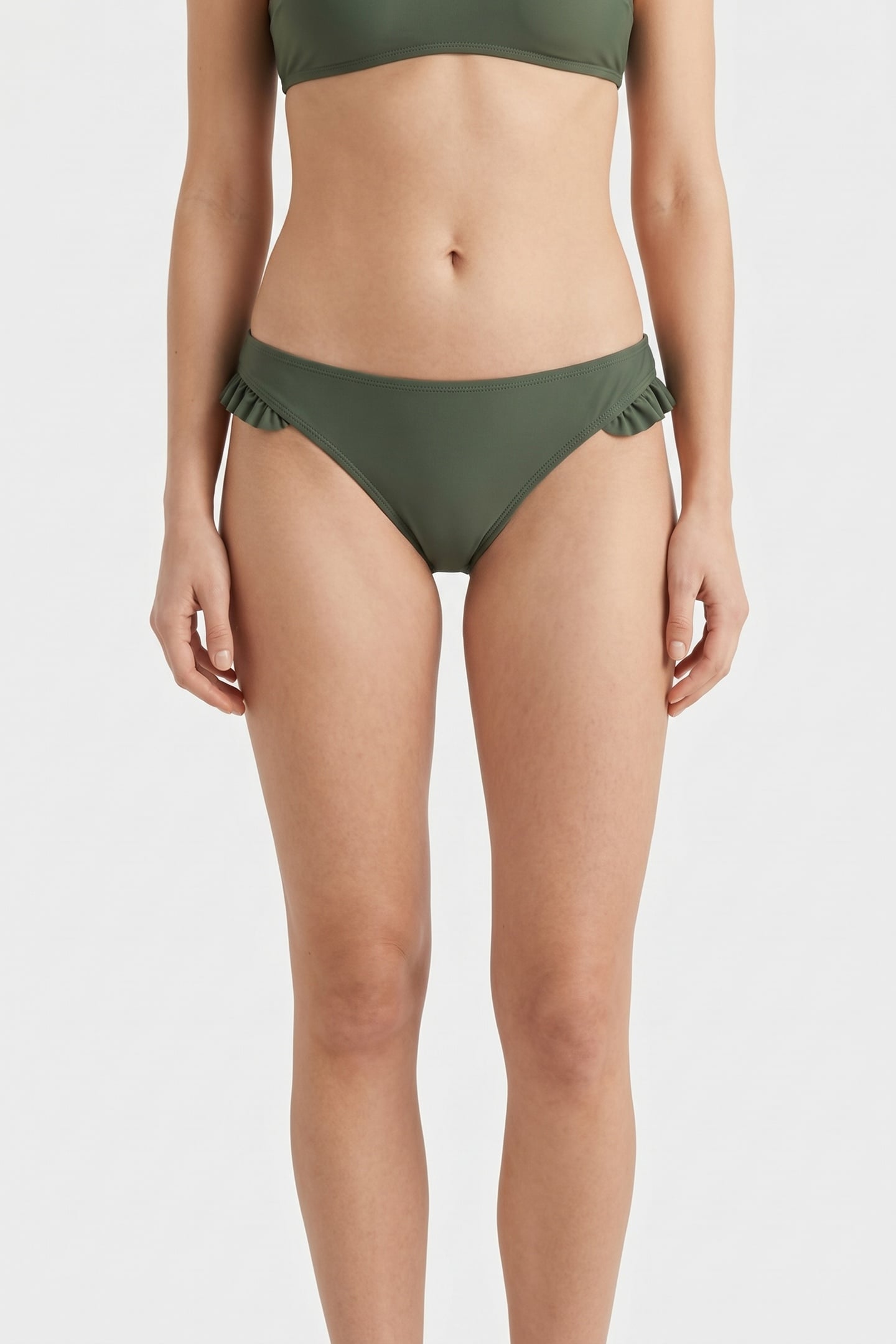 CLASSIC RUFFLE BIKINI BOTTOM OLIVE GREEN 1
