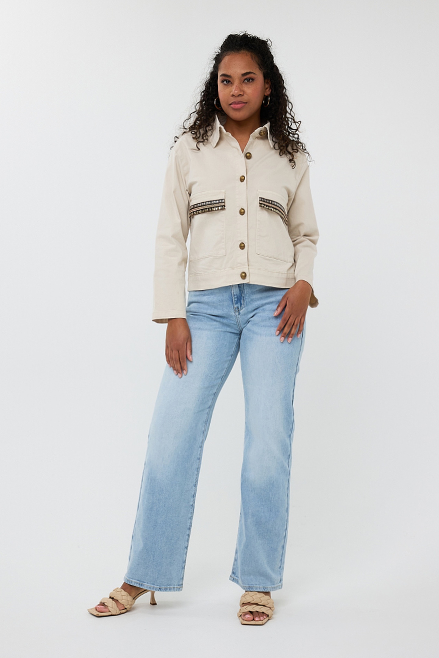 EsQualo Jacket Fancy Embellishment Sand Maat: 36 | Lichte Jassen Outlet | Dames | Beige