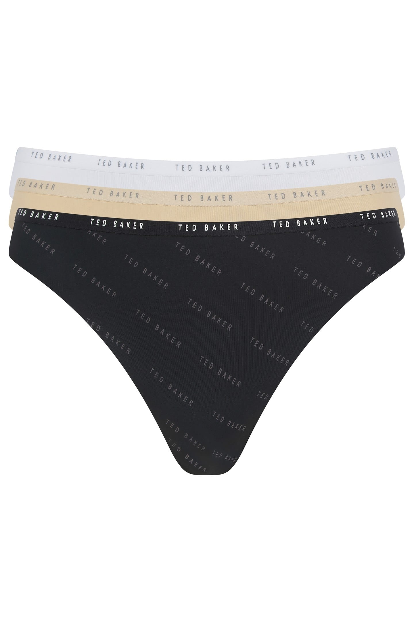 Ted Baker Indie 3pk Embossed Thong No Show White/black/cream Maat: L | Slipjes Outlet | Dames | Wit