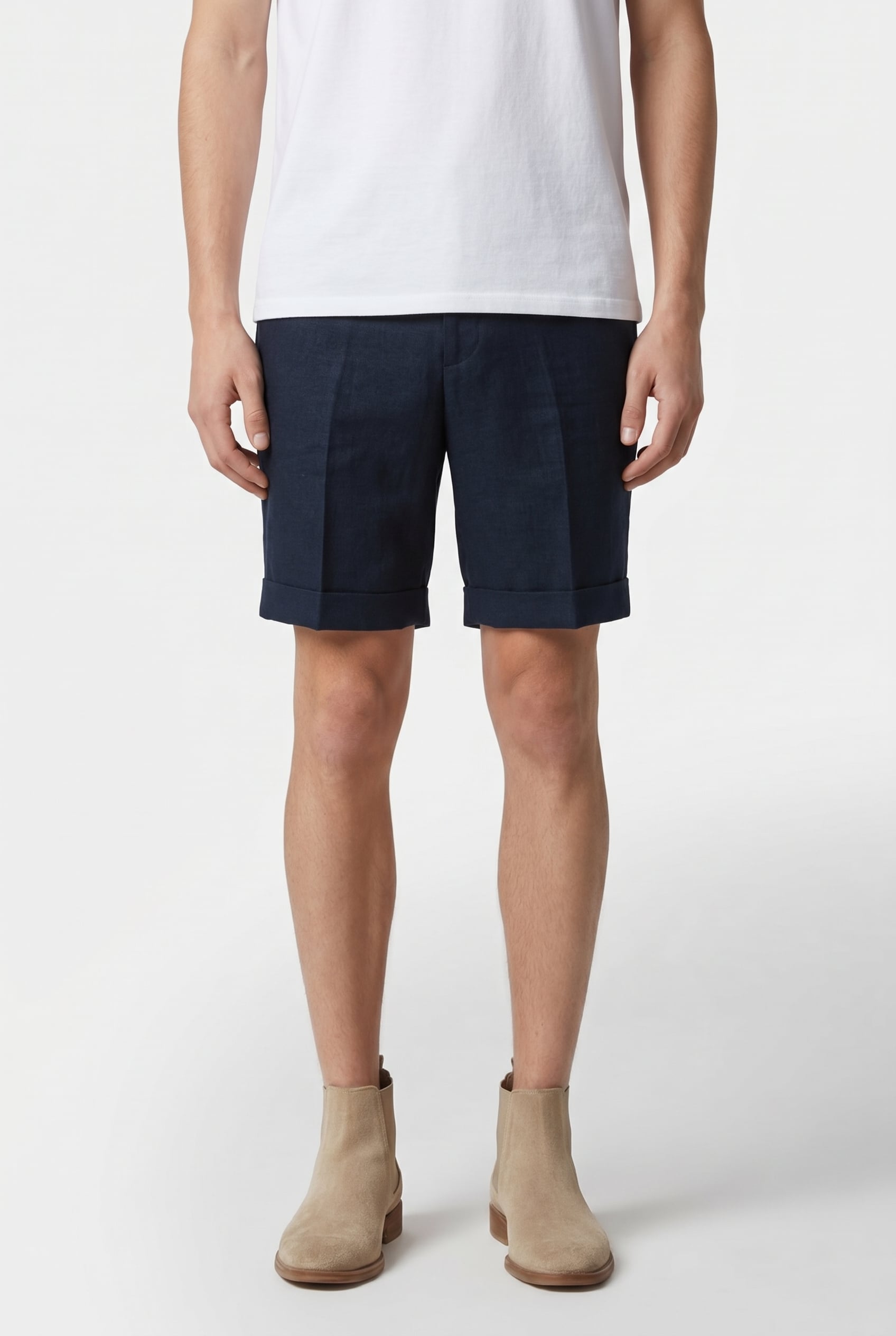 LINEN SHORT NAVY 1