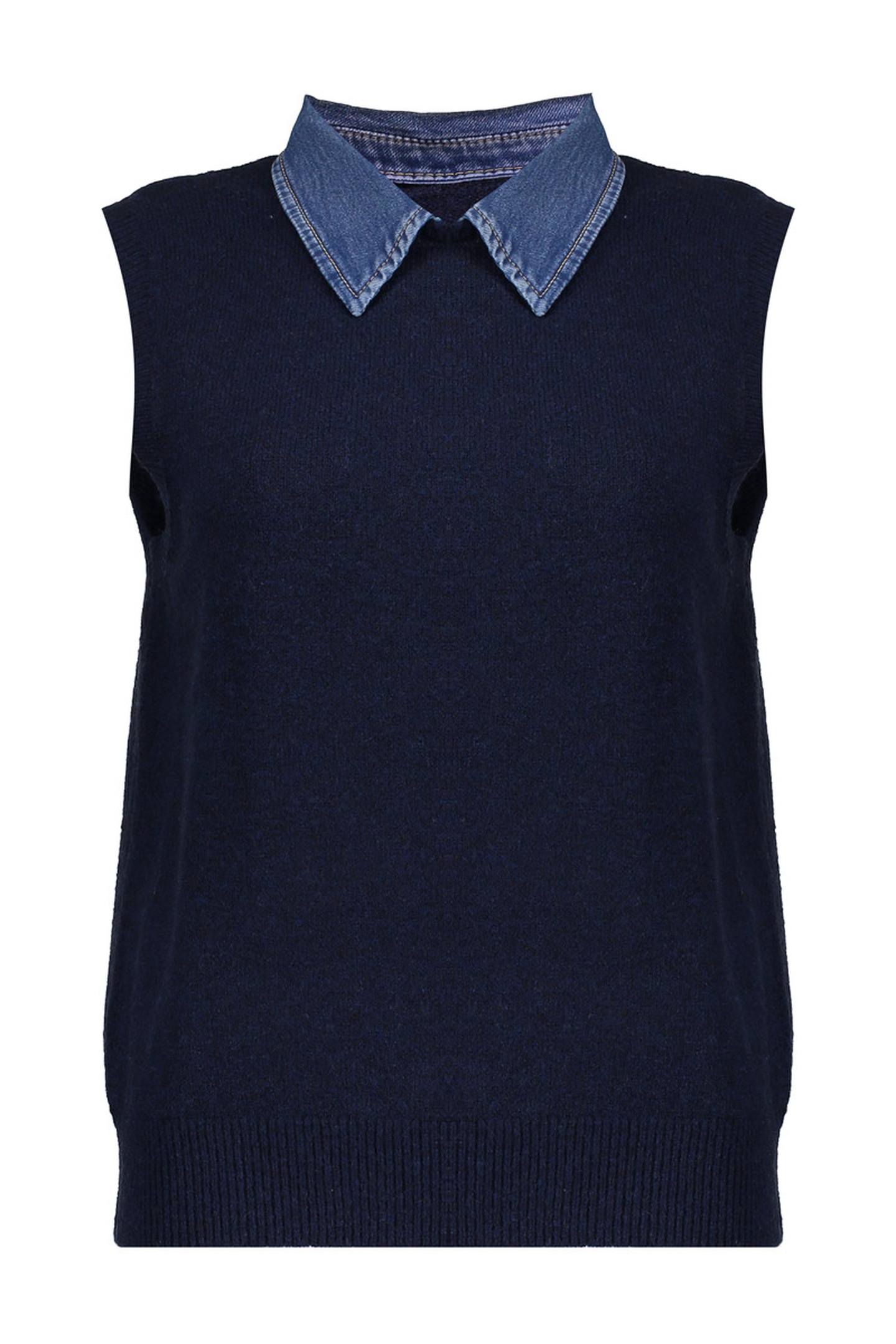 Geisha Spencer Navy + Denim Collar Maat: M | Tops Outlet | Dames | Blauw