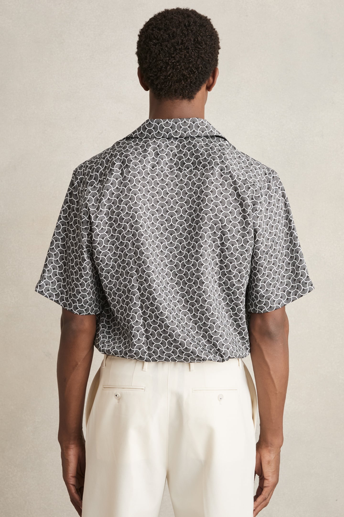 SS GEO WAVE PRINTED CUBAN SHIRT BLACK/WHITE 3