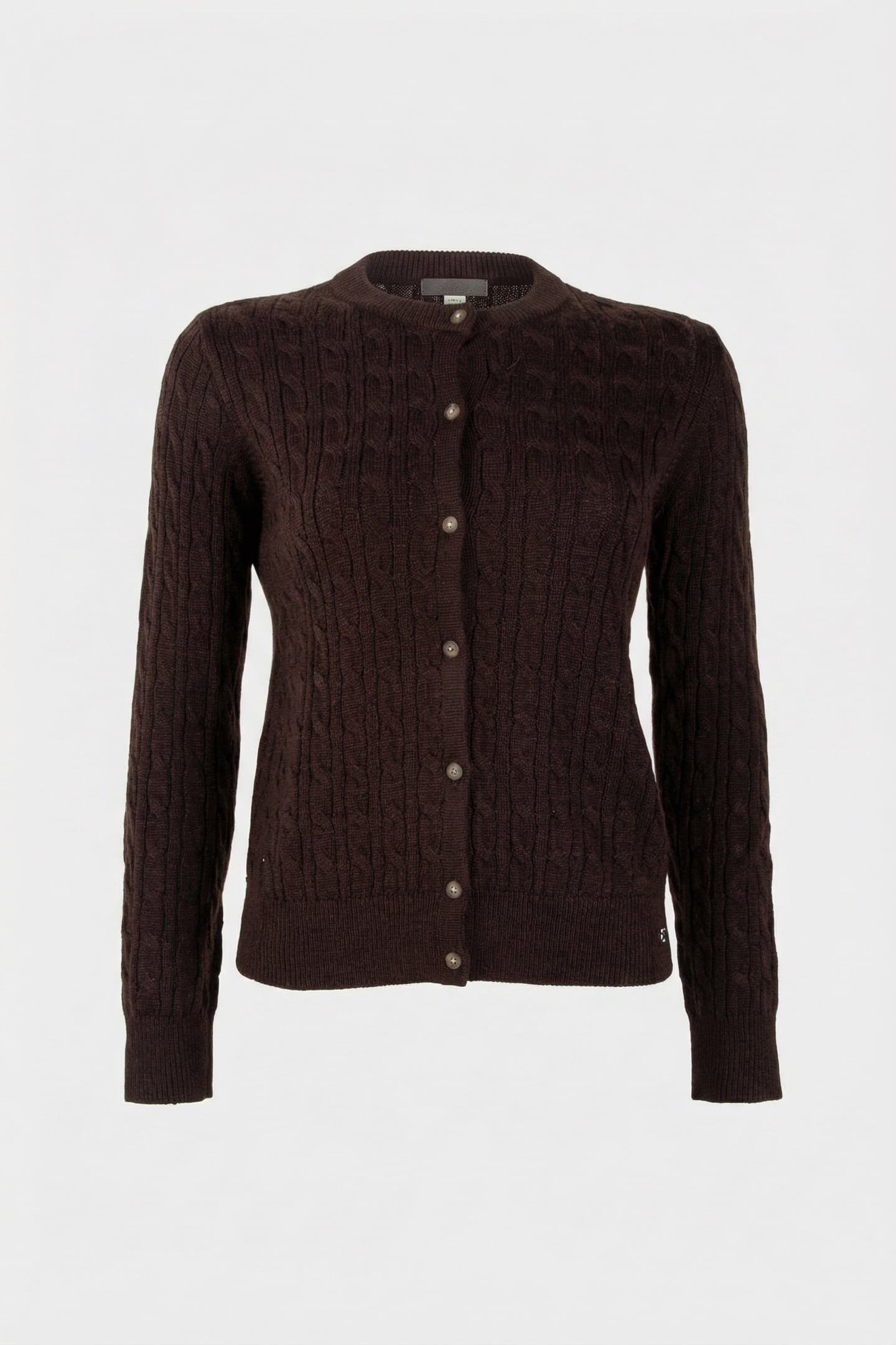 WOOL CABLE CREWNECK MOCHA BROWN 3
