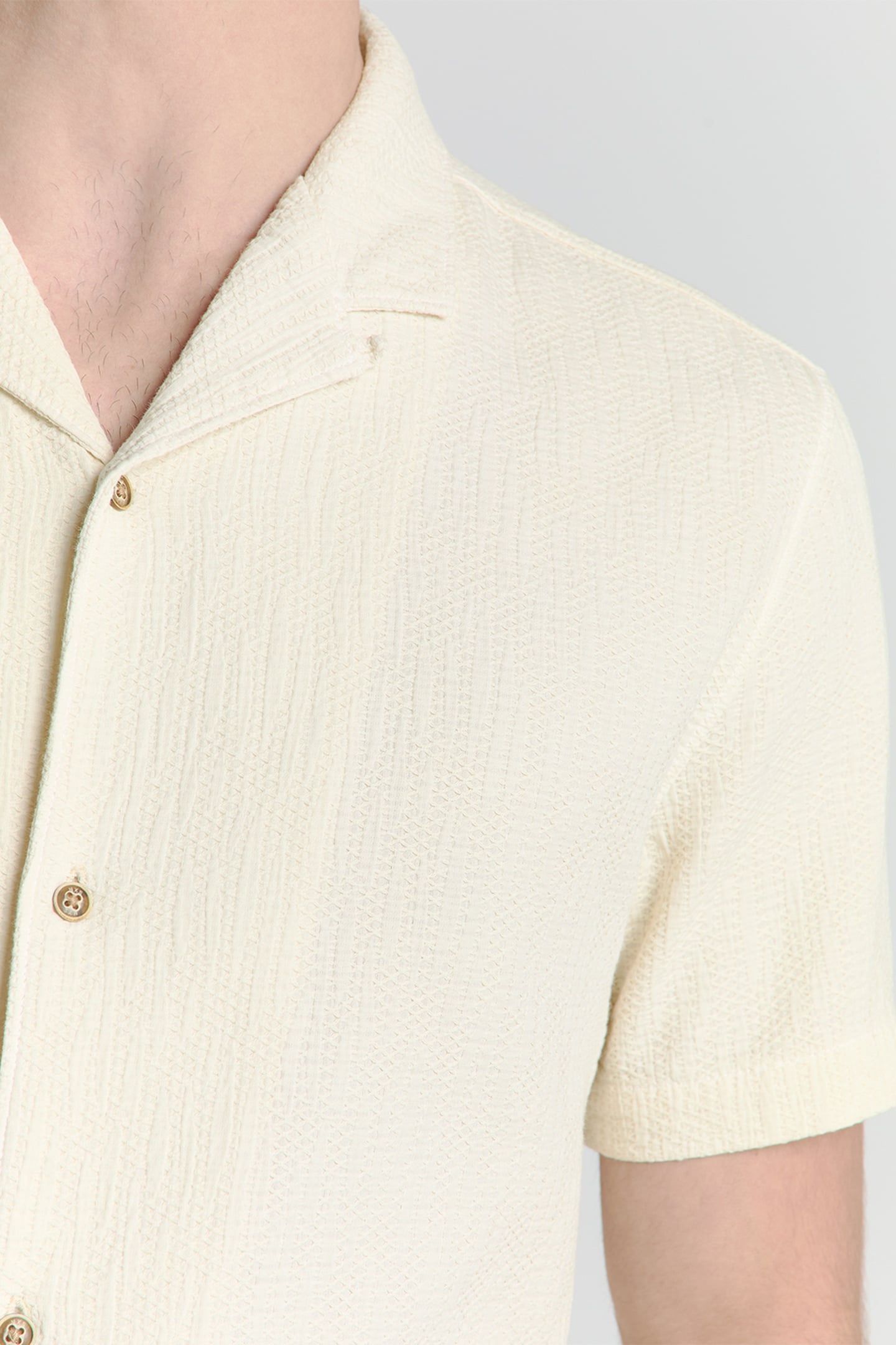 SHIRT SHORT SLEEVE REVERS COLLAR SOLID STRUCTURE CEMENT 7