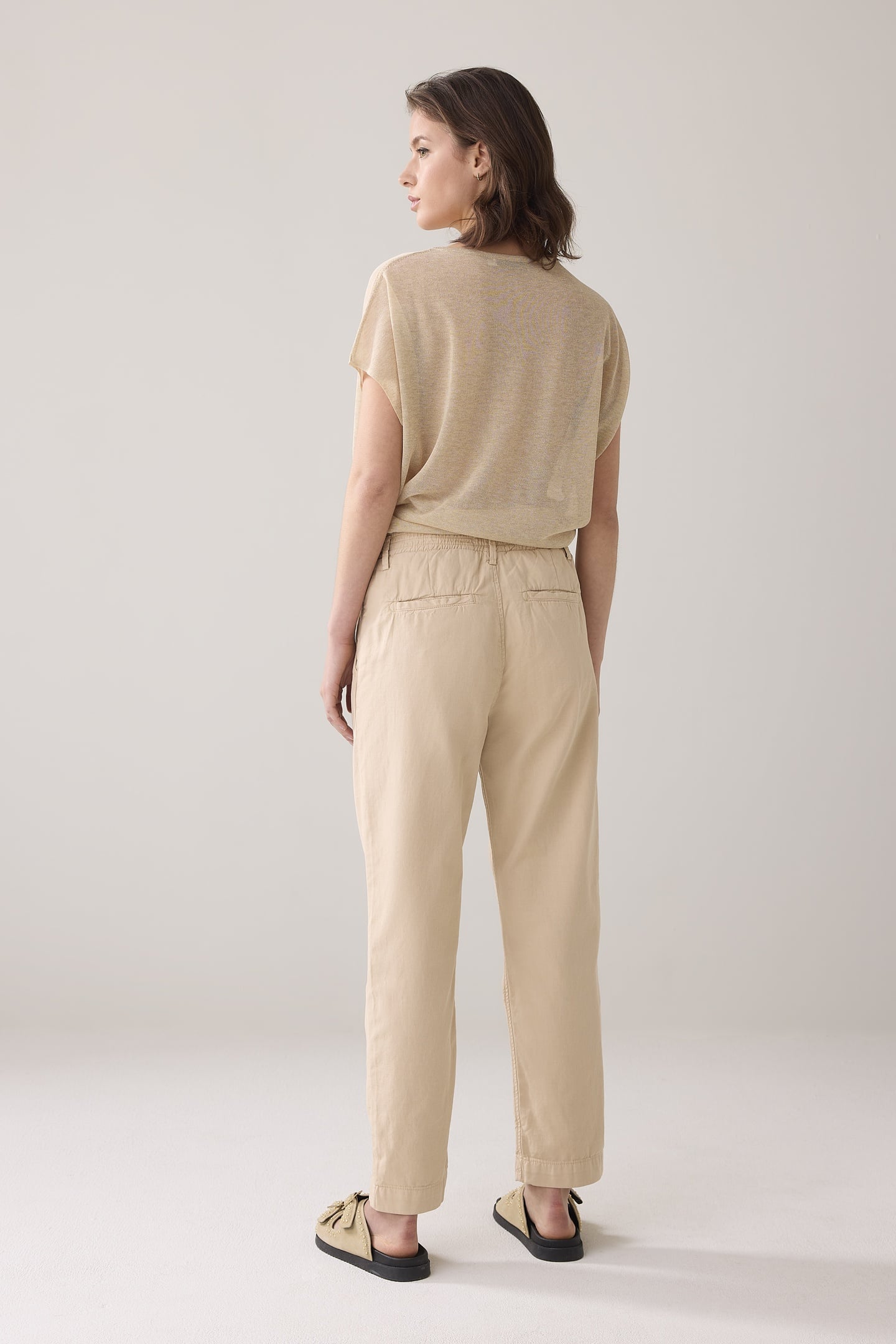 TAPERED CHINO COTTON LINEN TWILL SESAME 3