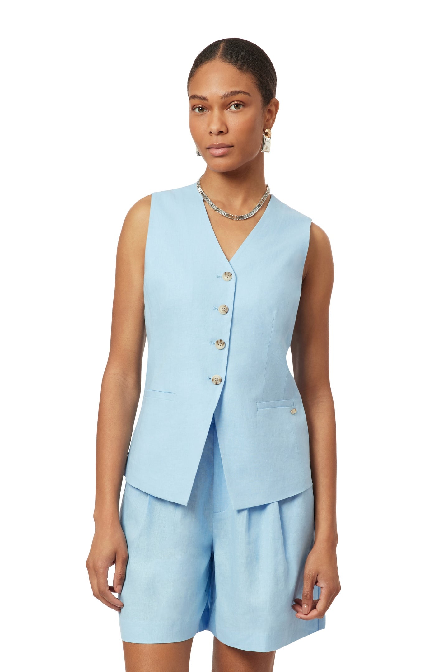 LONG LINE VEST CERULEAN 1