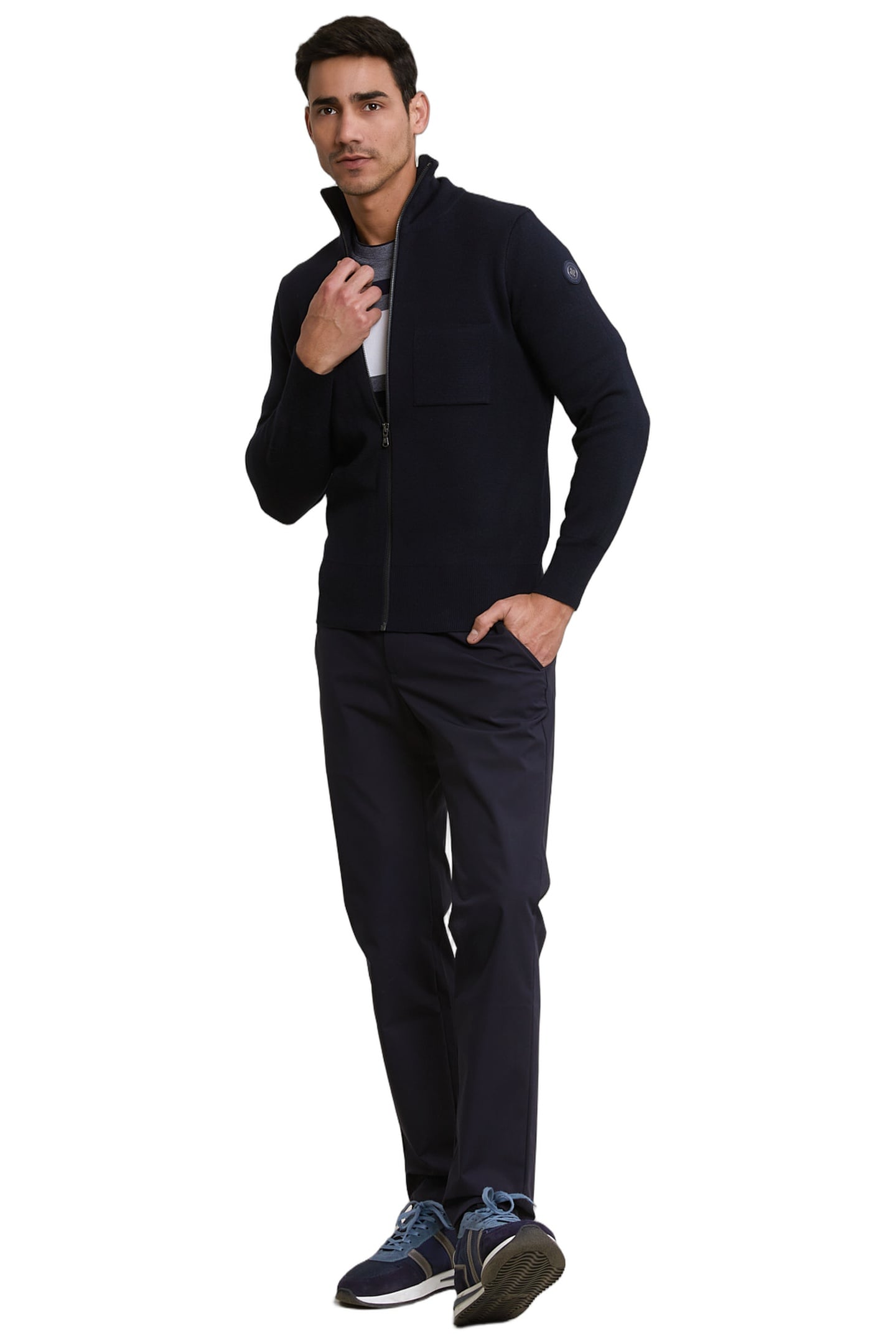 CUSTOM FIT SPORTY STRIPED T-SHIRT NAVY 3