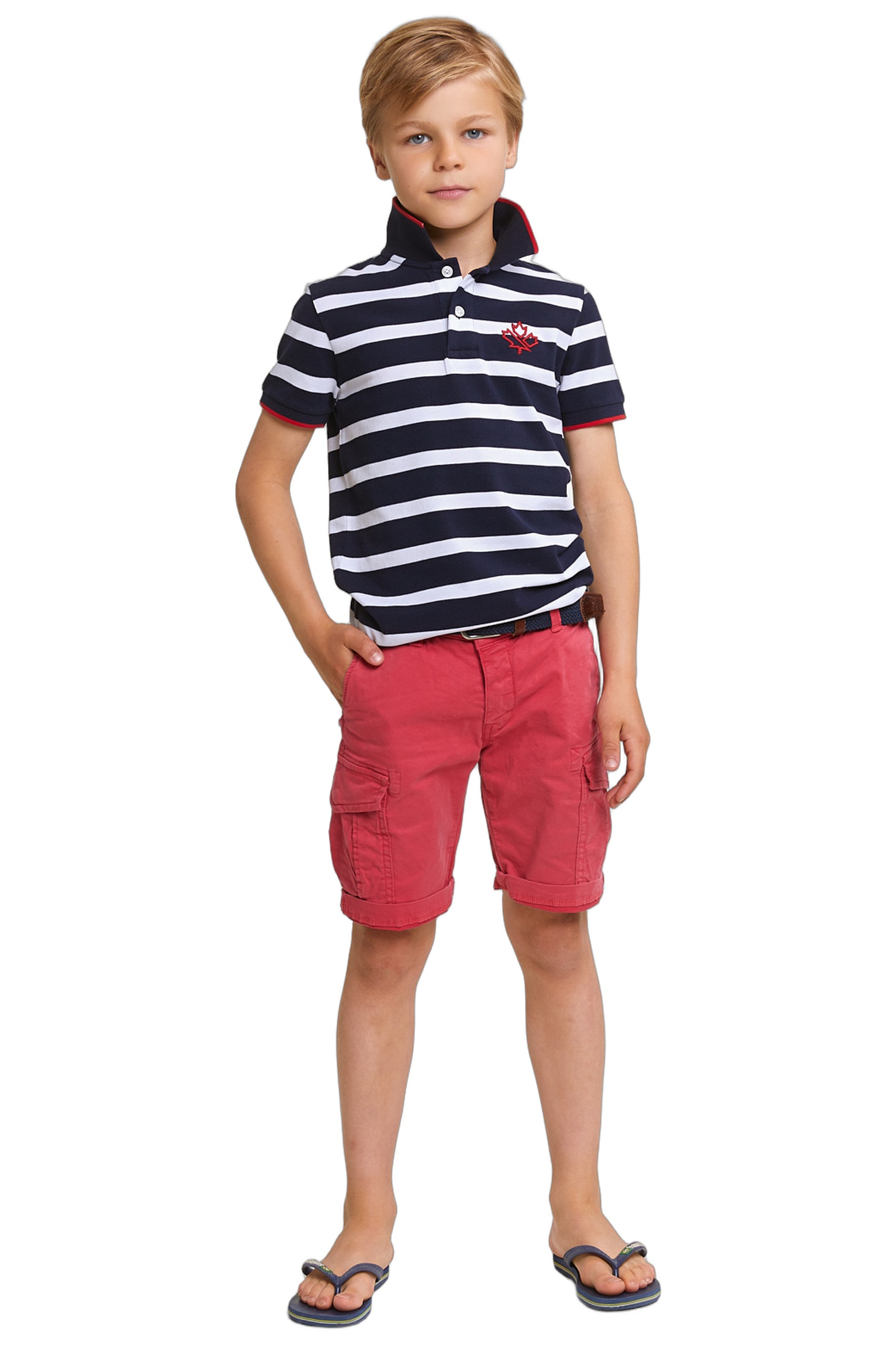 CUSTOM FIT SPORTY STRIPED POLO NAVY 2