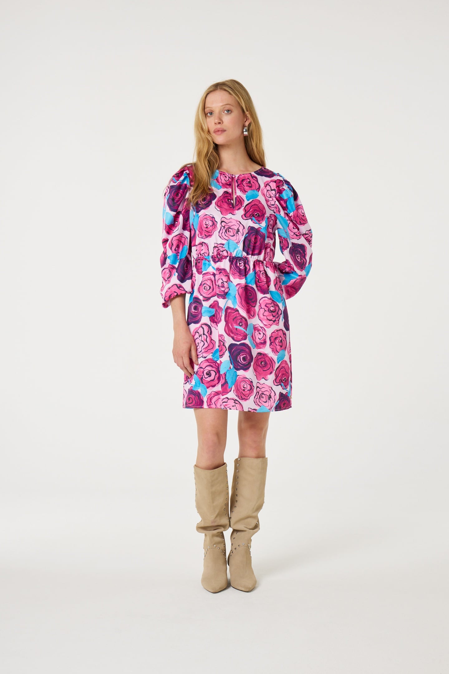 Fabienne Chapot Sarina Dress Pink Darling/azure B Maat: 36 | Midi Jurken Outlet | Dames | Roze
