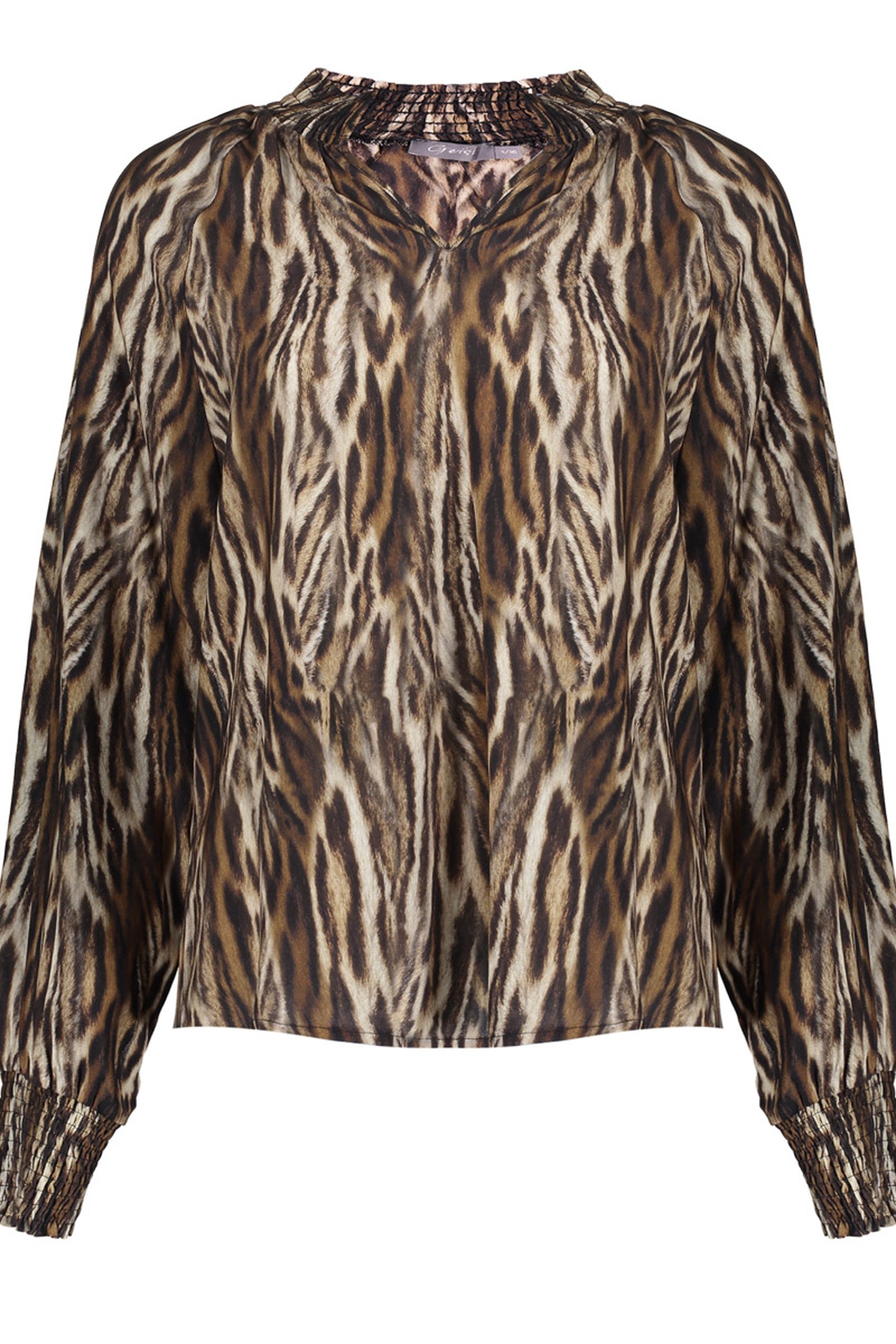 Geisha Top Animal Camel/black Maat: 2XL | Longsleeves Outlet | Dames | Zwart
