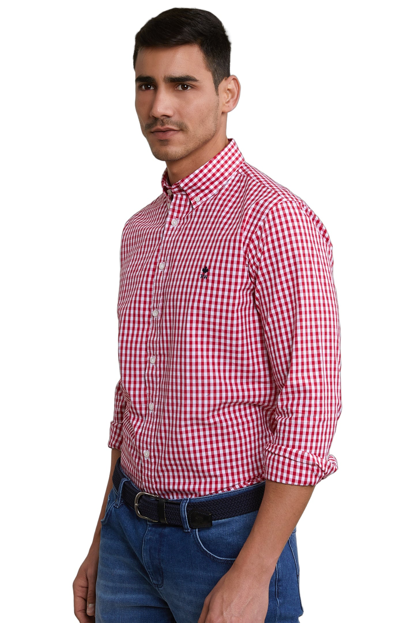 SLIM FIT CHECKED SHIRT RED/WHITE 2