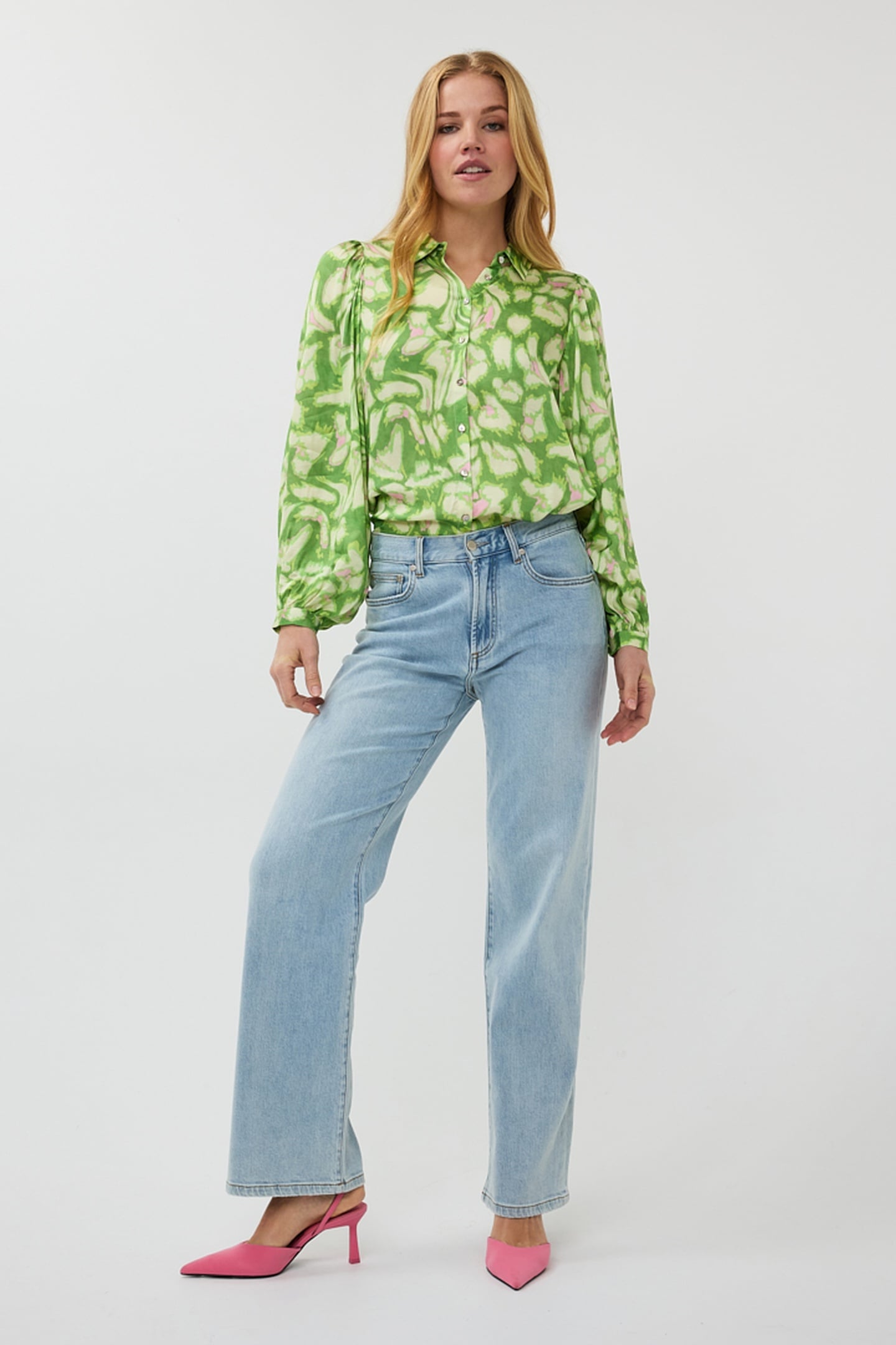 EsQualo Blouse Basic Floral Treasure Print Maat: 44 | Longsleeves Outlet | Dames | Groen
