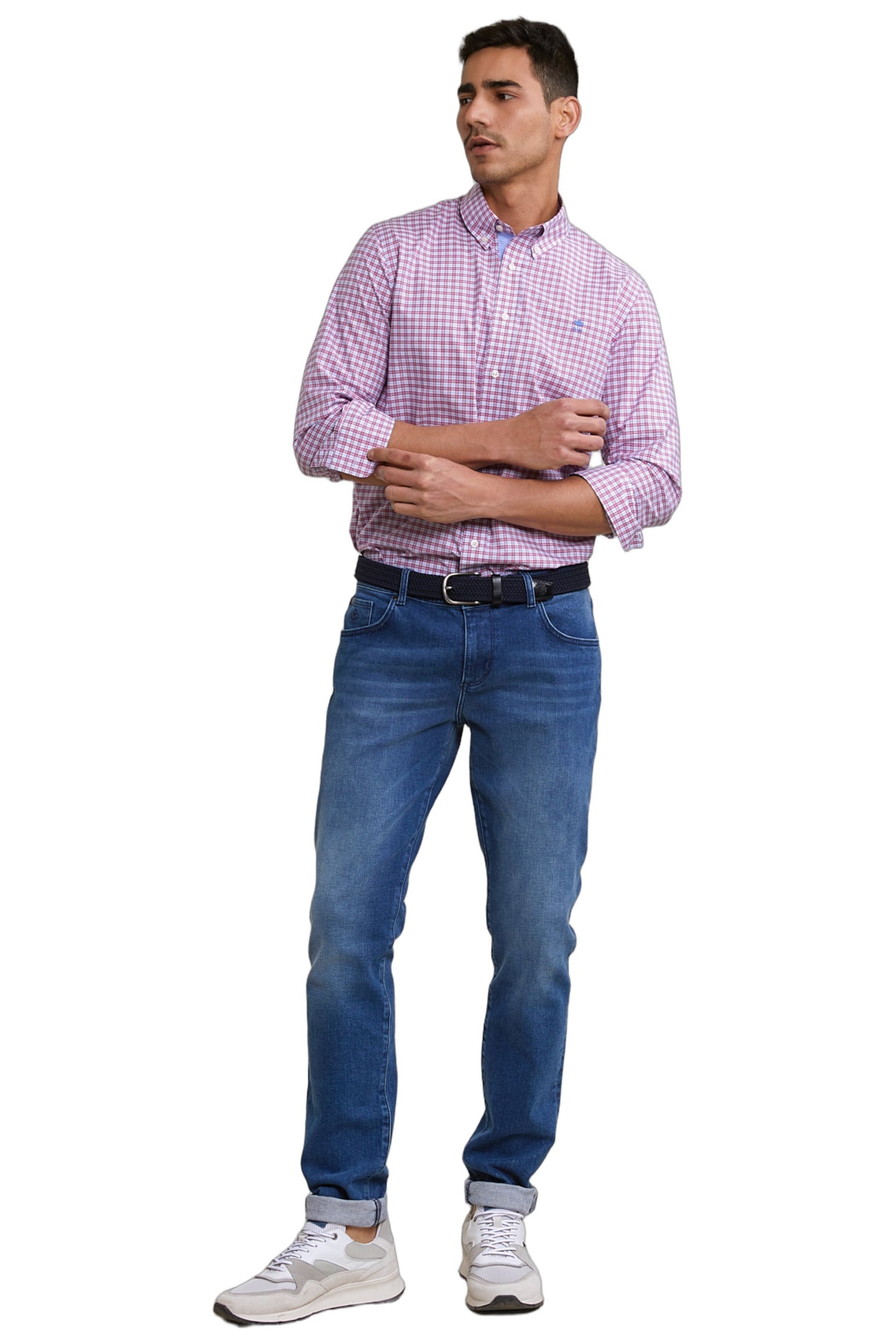 CUSTOM FIT CHECKED SHIRT BLUE/RED 1