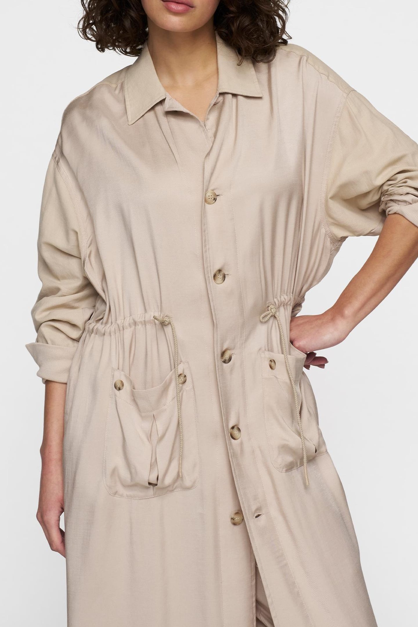 10DAYS Safari Dress Rope Maat: L | Blousejurken Outlet | Dames | Beige