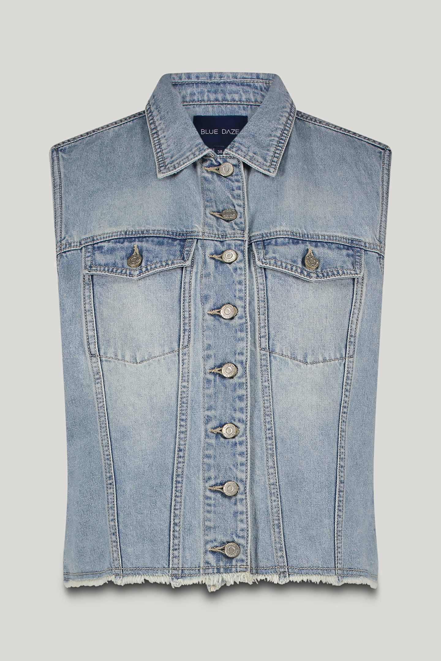DENIM GILET VINTAGE COTTON TWILL VINTAGE BLUE DENIM 4