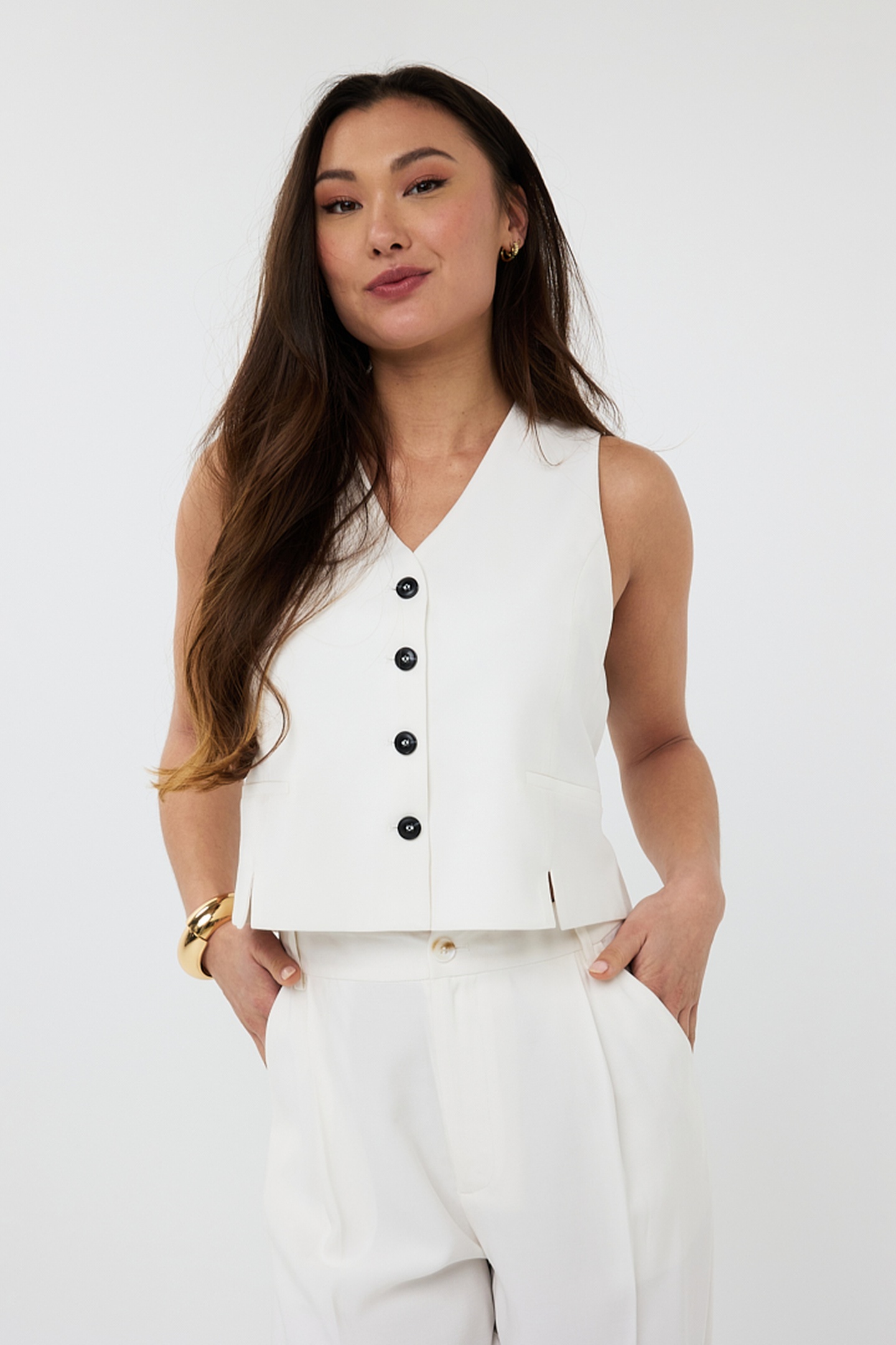 EsQualo Gillet Split Off White Maat: 42 | Gilets Outlet | Dames | Wit