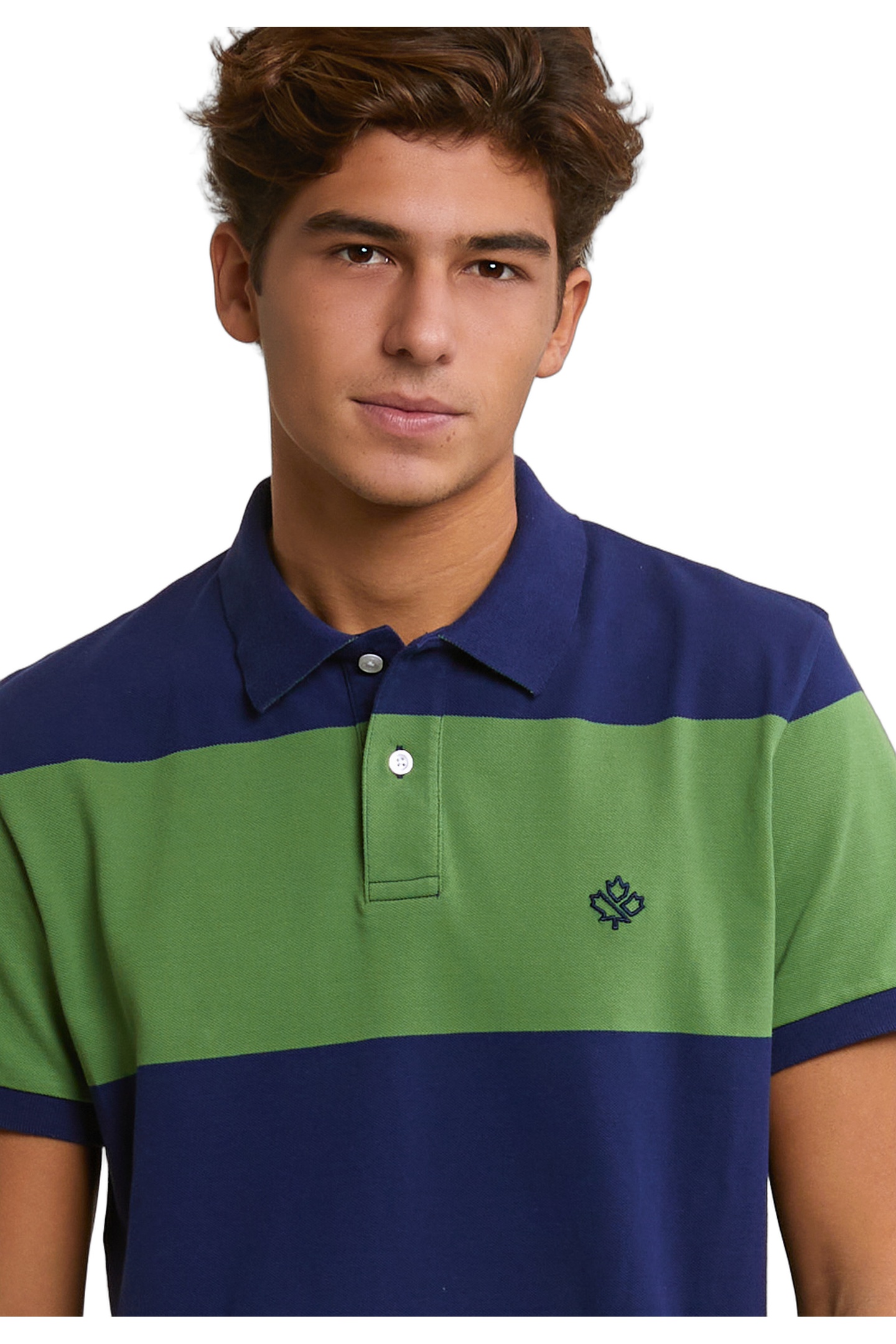 CUSTOM FIT STRIPED STRETCH POLO ROYAL BLUE/BELIZE GREEN 4