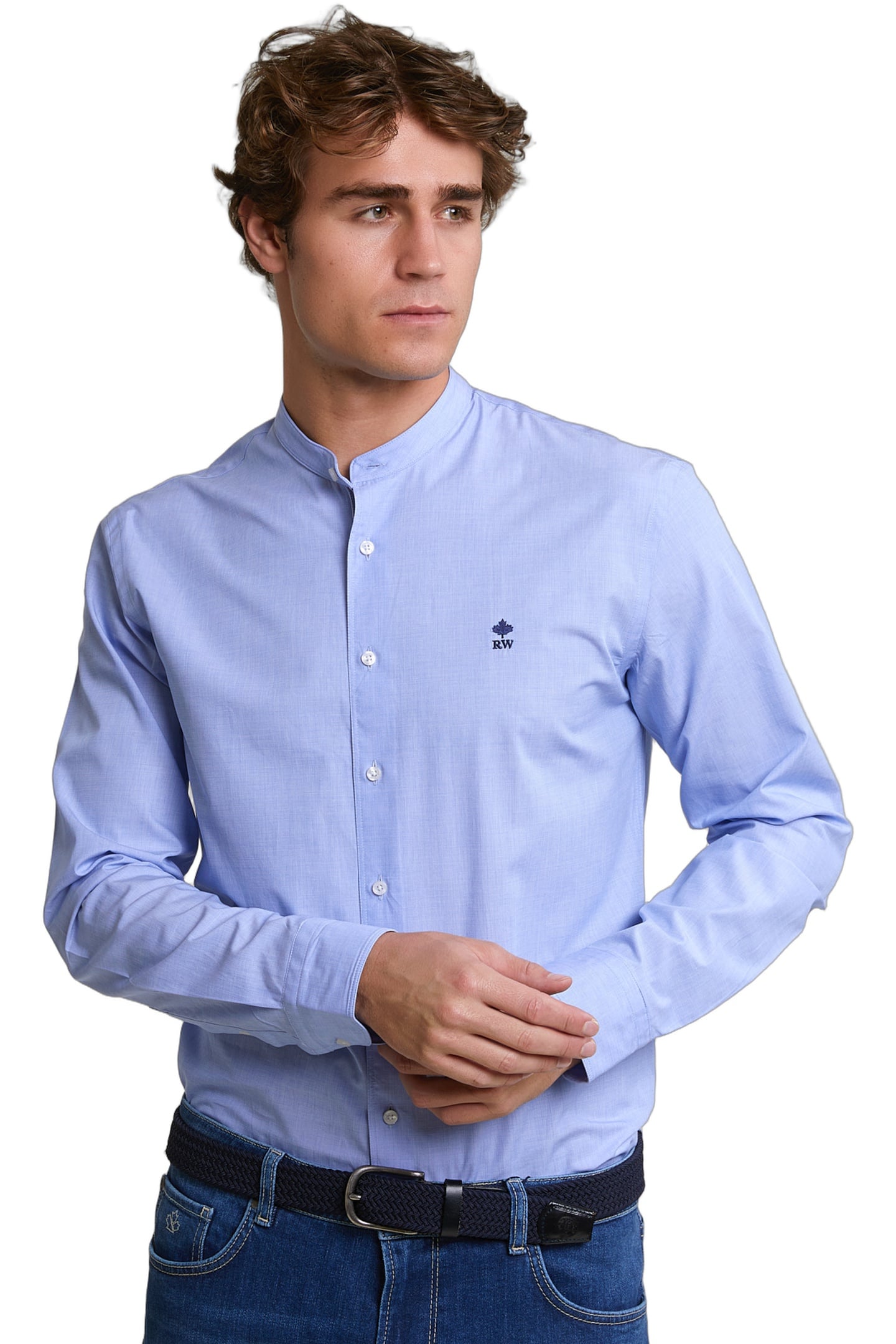 River Woods Slim Fit Uni Shirt Blue Maat: 3XL | Casual Overhemden Outlet | Heren | Blauw