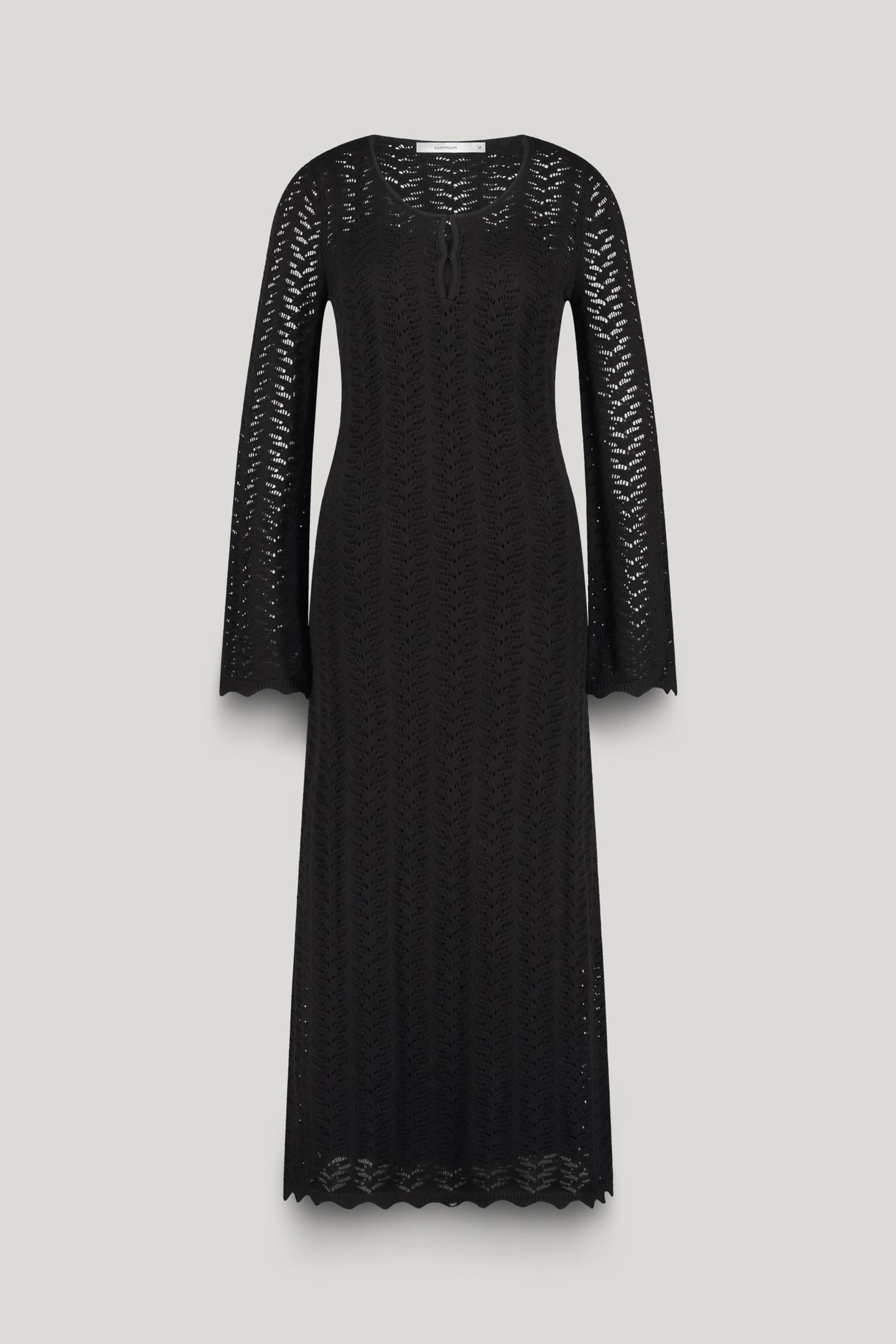 LONG DRESS COTTON AJOUR KNIT BLACK 3