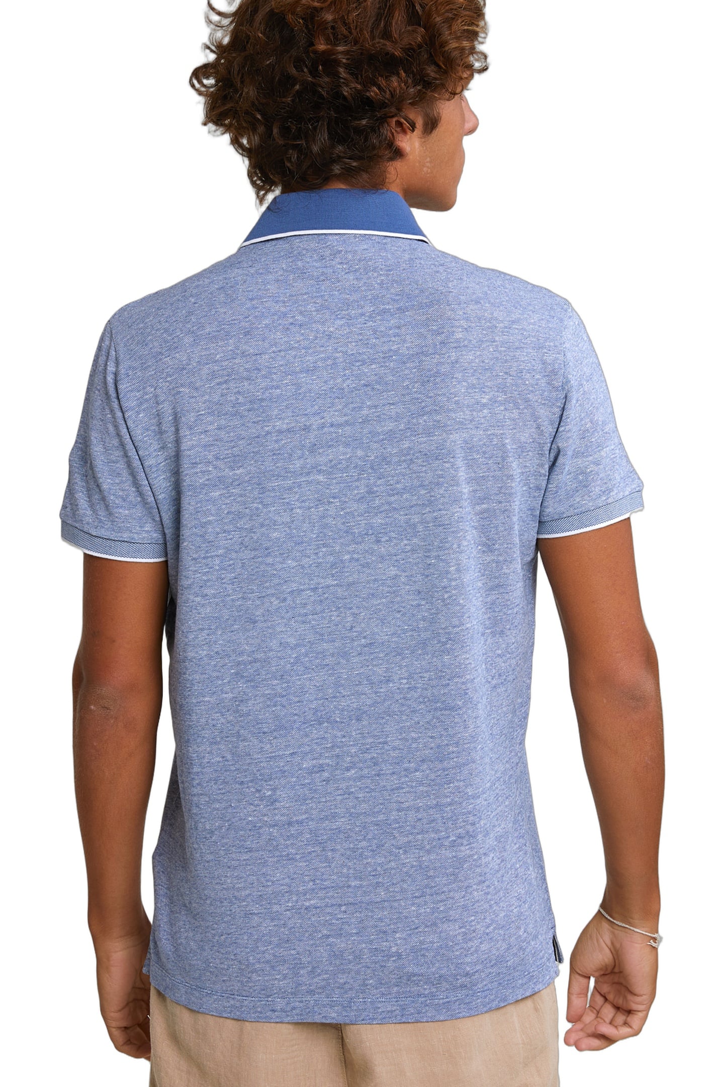 CUSTOM FIT COTTON-LINEN POLO SHORT SLEEVES LAKE 3