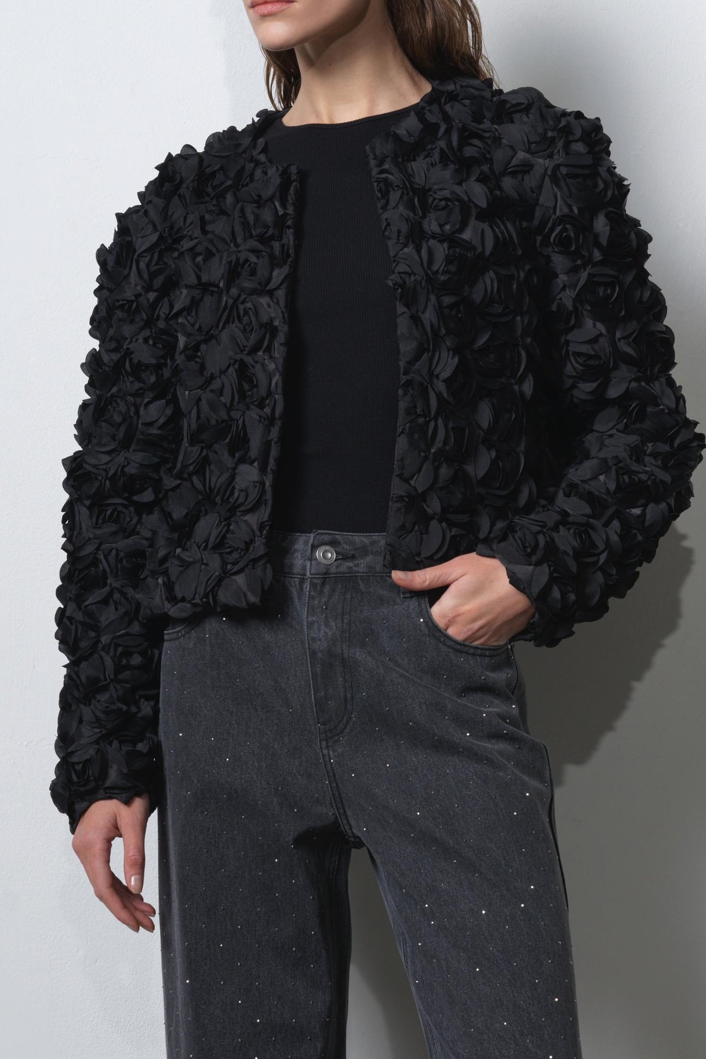 VERITY TEXTURED SHORT JACKET BLACK 2