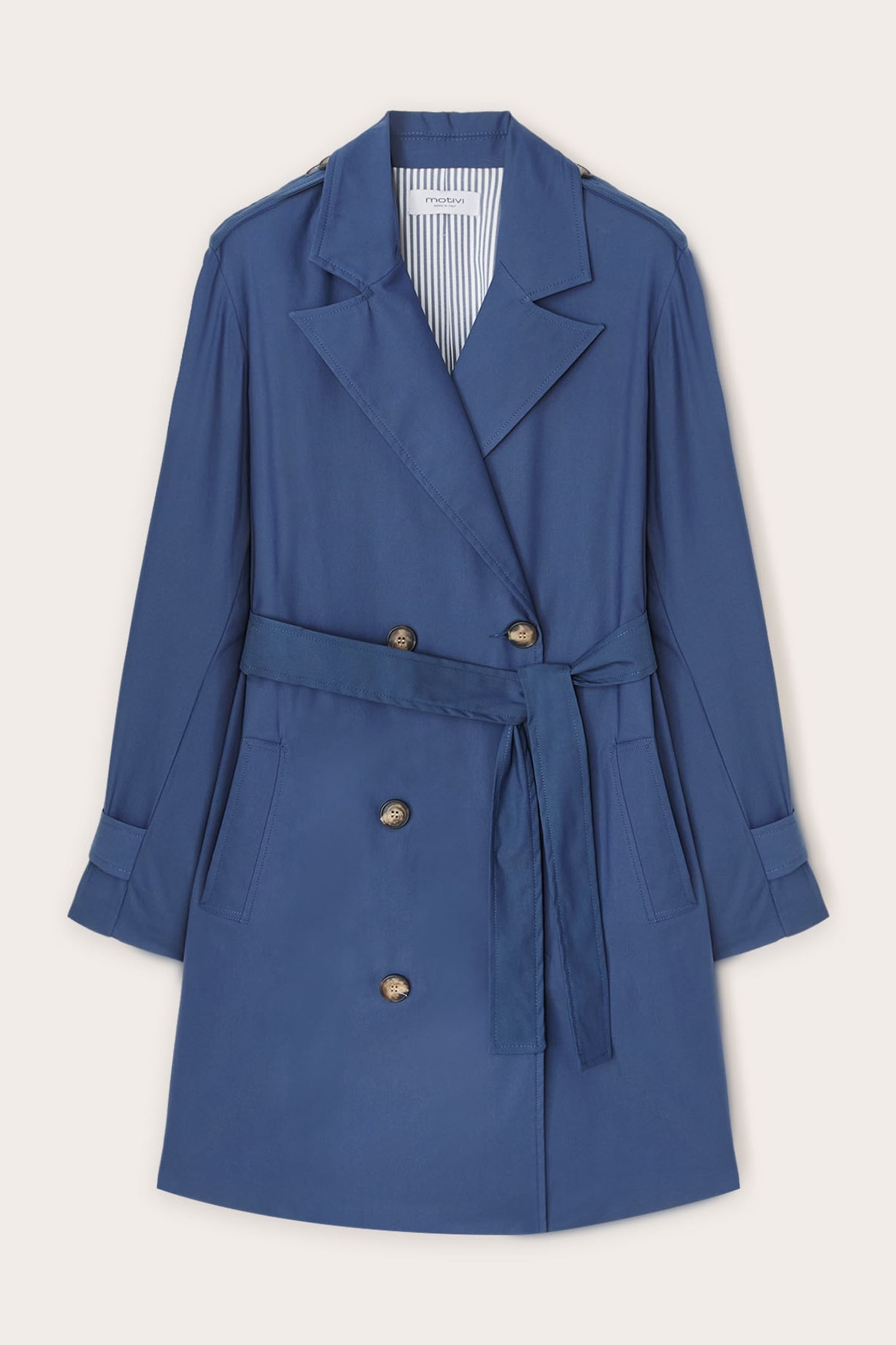 SHORT DOUBLE-BREASTED TRENCH COAT BLUE 7