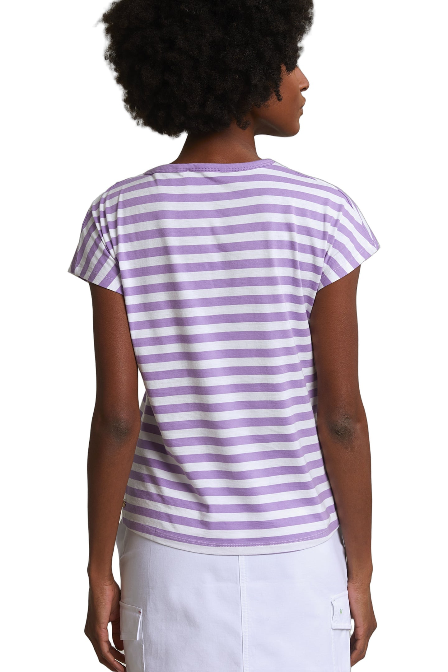 PURPLE/WHITE STRIPED V-NECK T-SHIRT 3