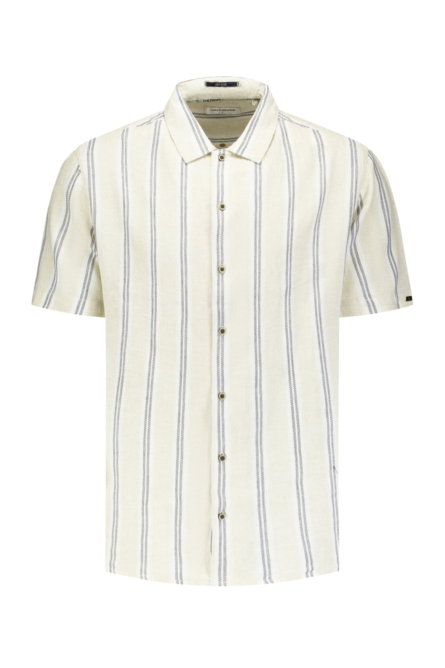 SHIRT SHORT SLEEVE DOBBY VERTICAL STRIPE WITH LINEN CEMENT 1