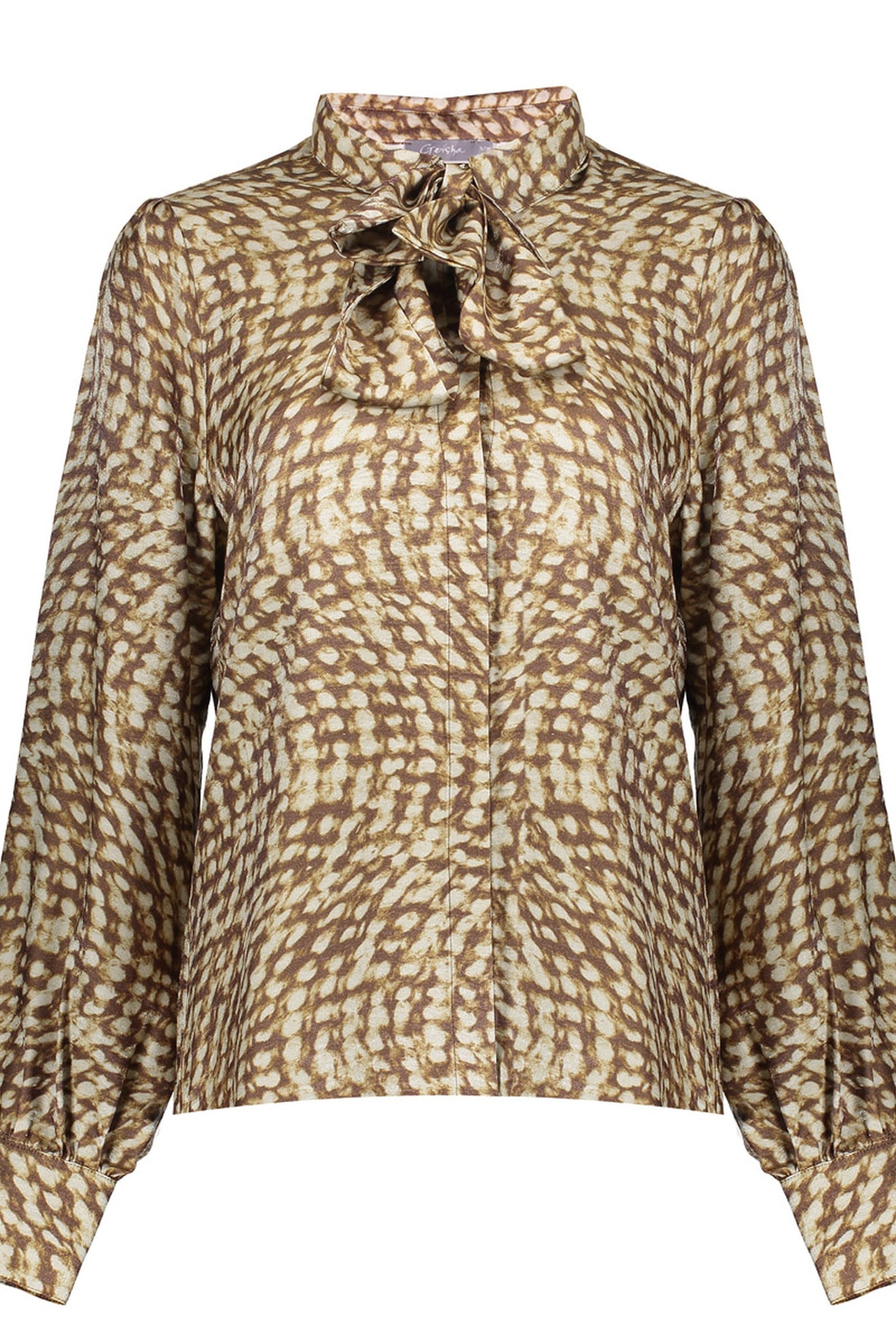 Geisha Blouse Brown/sand Maat: S | Longsleeves Outlet | Dames | Beige