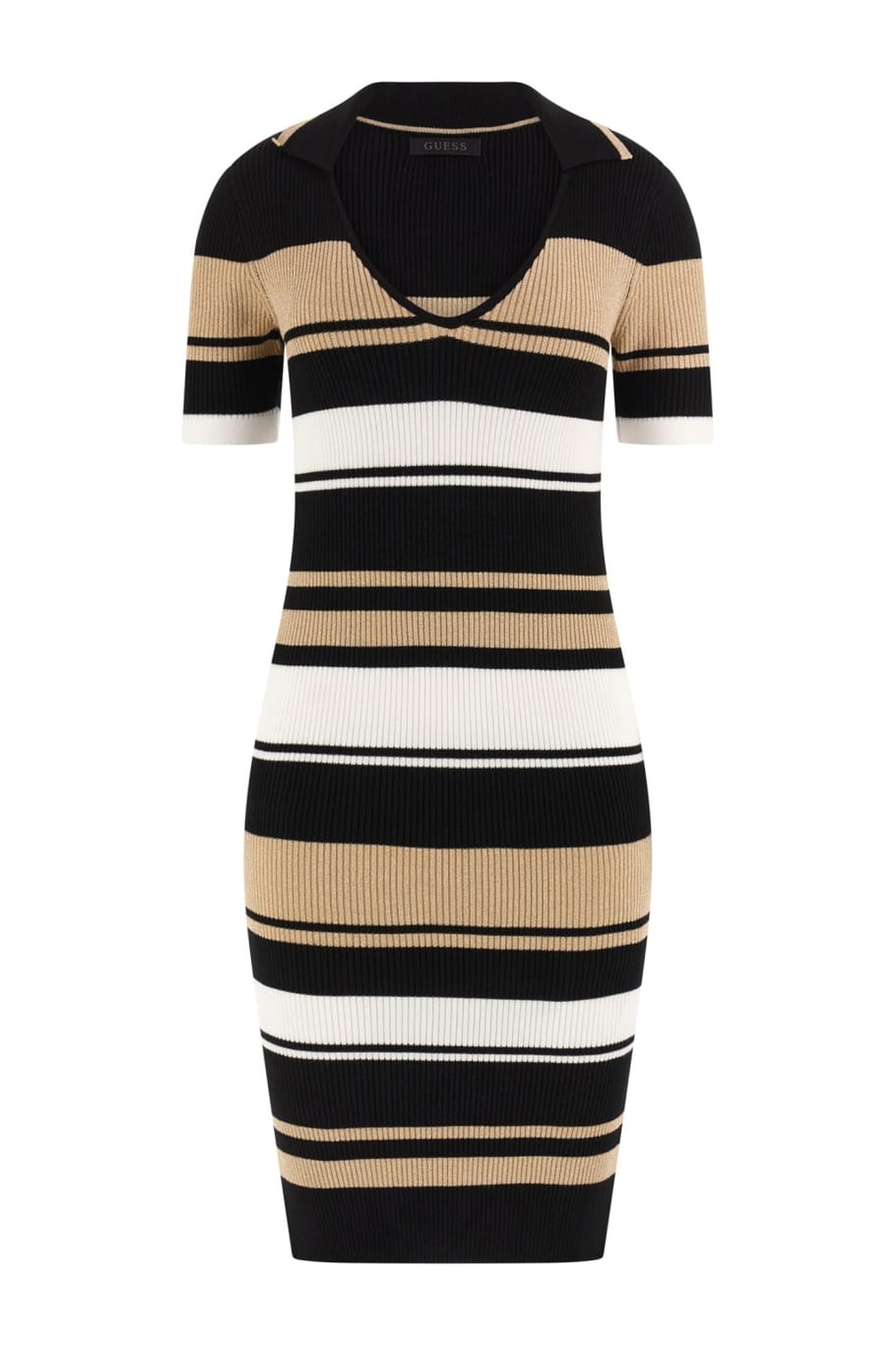 guess striped bodycon dress Guess Women's Blue Striped Open-Stitch V-Neck Sleeveless Bodycon Dress Size 14