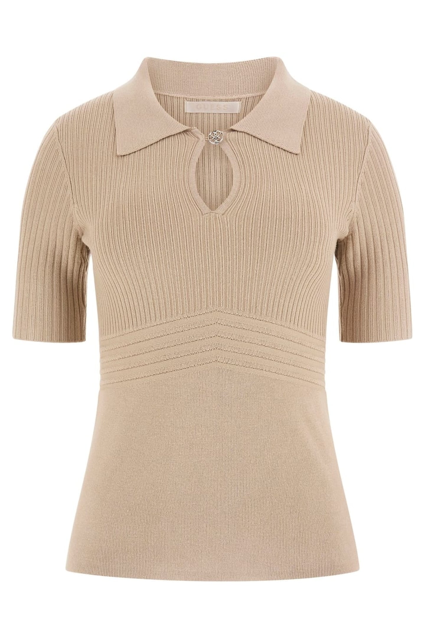 GUESS ECO FLORA CUT-OUT POLO S MACADAMIA NUTS 1