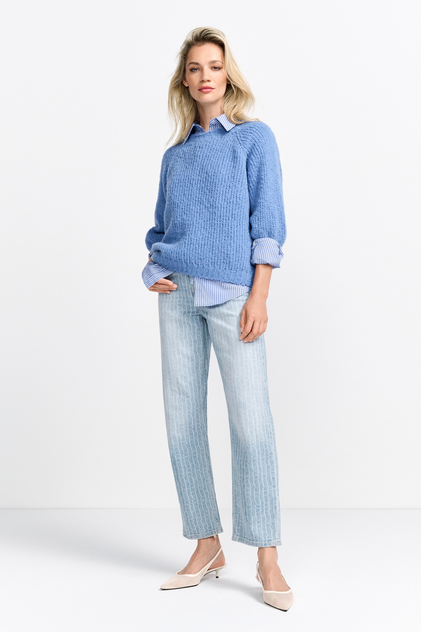 Rich & Royal Chunky Handknit Look Pullover Ocean Blue Maat: L | Sweaters Outlet | Dames | Blauw
