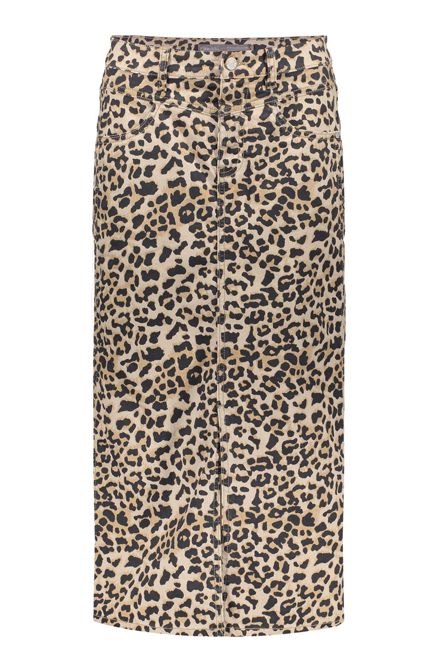 Geisha Jeans Skirt Sand/combi Leopard Print Maat: L | Midi Rokken Outlet | Dames | Zwart