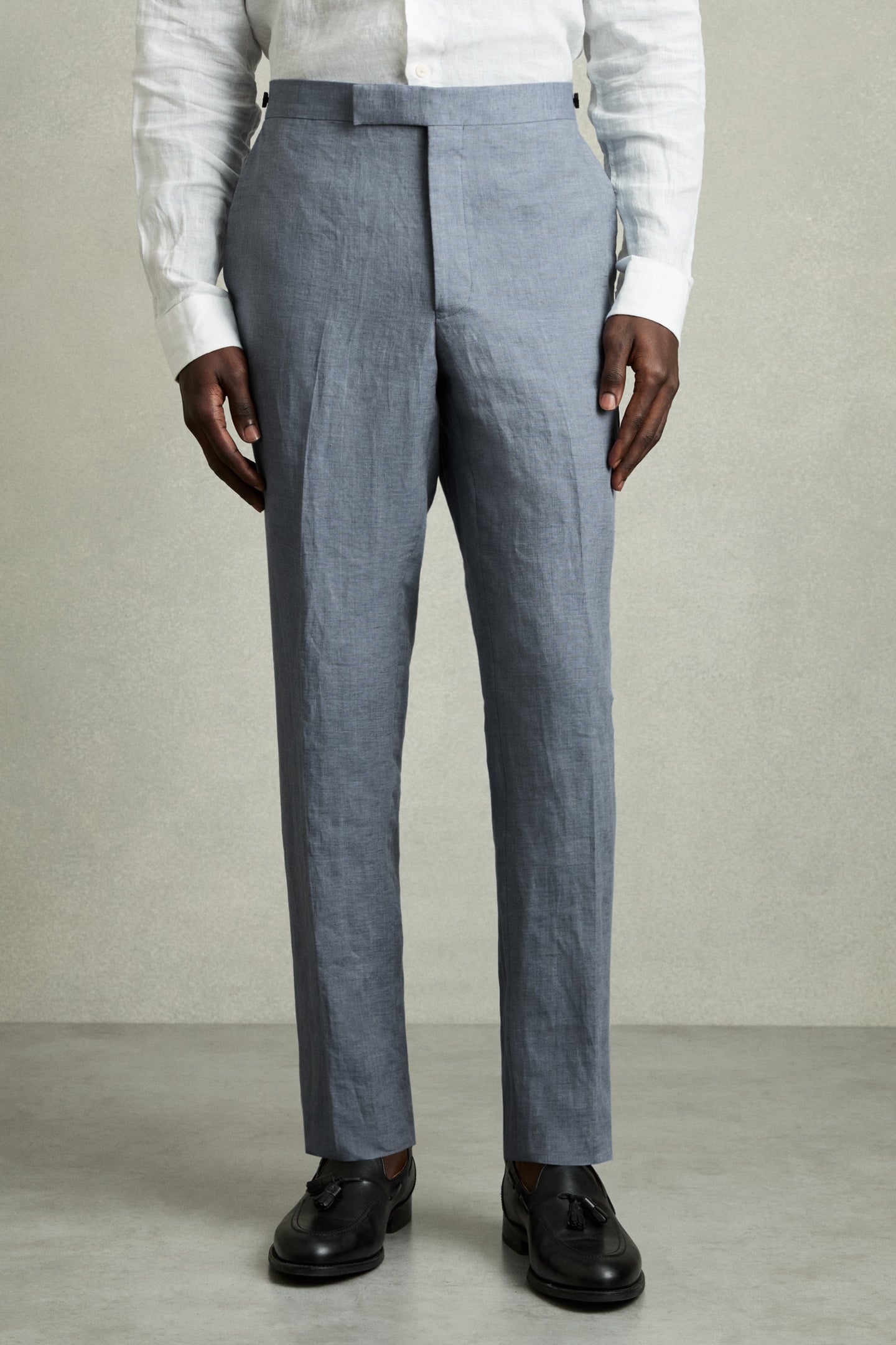 Reiss Linen Slim Mixer Trouser Airforce Blue Maat: W30 | Tailored Broeken Outlet | Heren | Blauw
