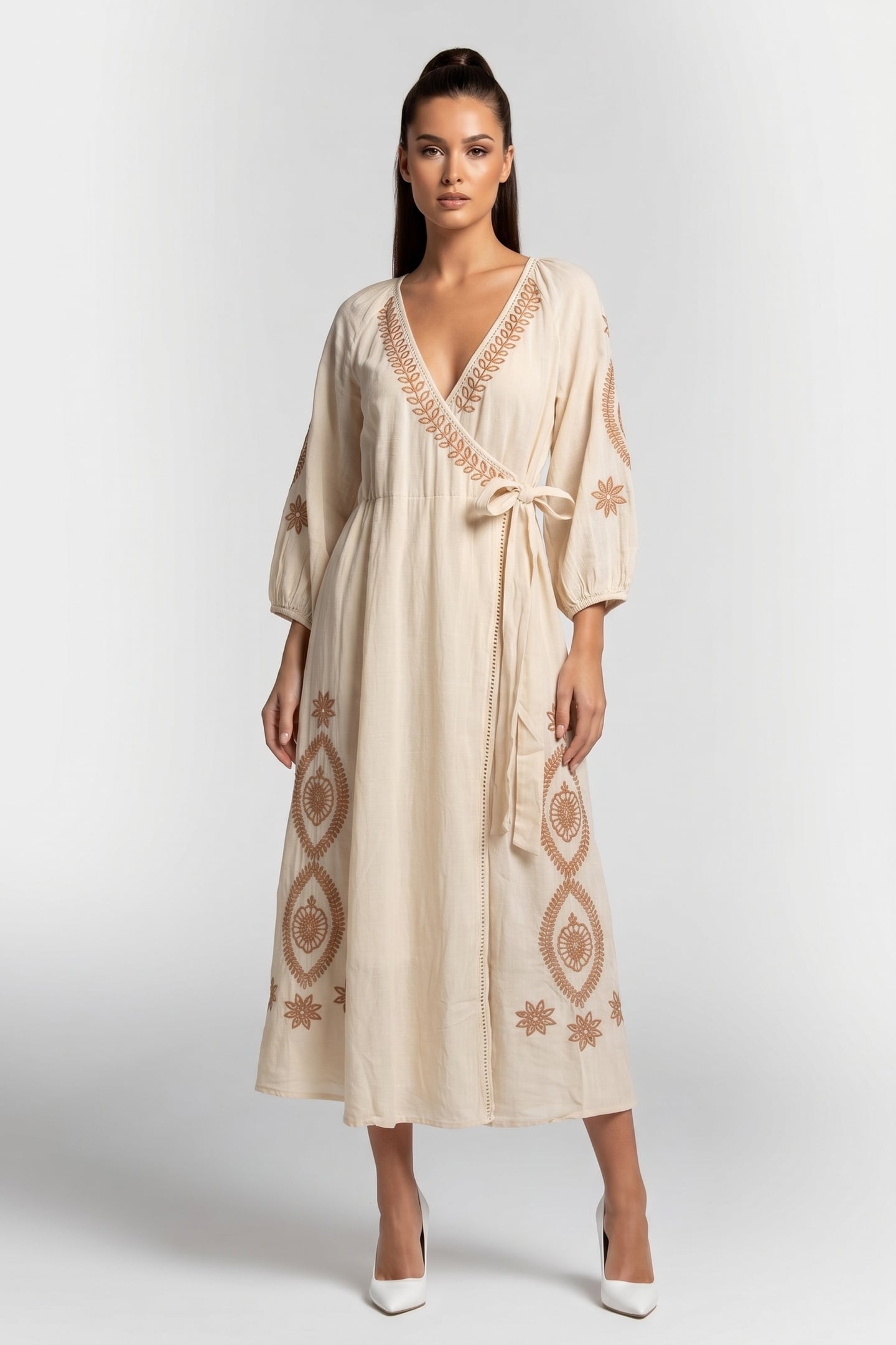 FLASH DRESS EMBROIDERED IVORY 1