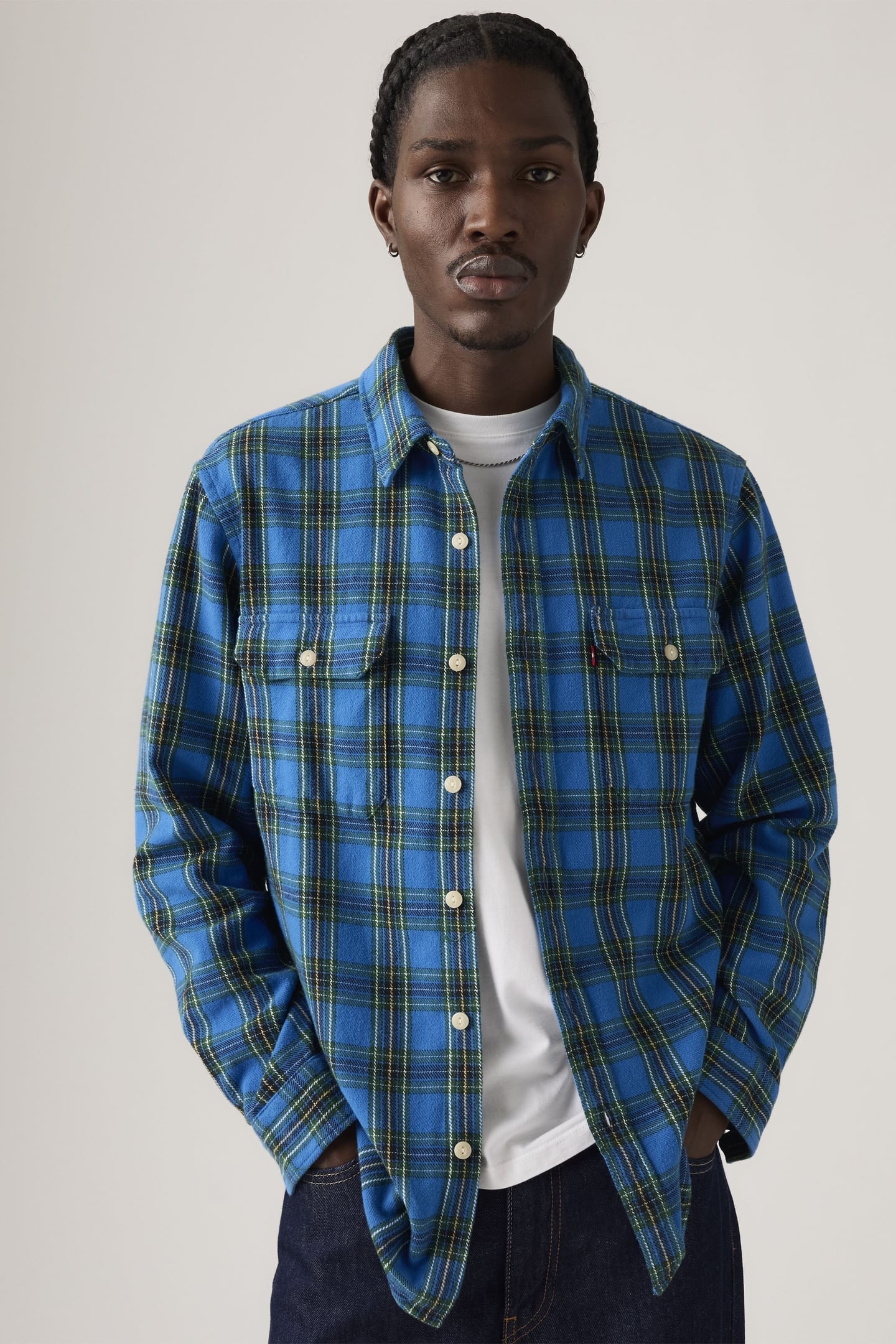 Levi's Jackson Worker Madigan Plaid Star Sapphi Maat: L | Casual Overhemden Outlet | Heren | Blauw
