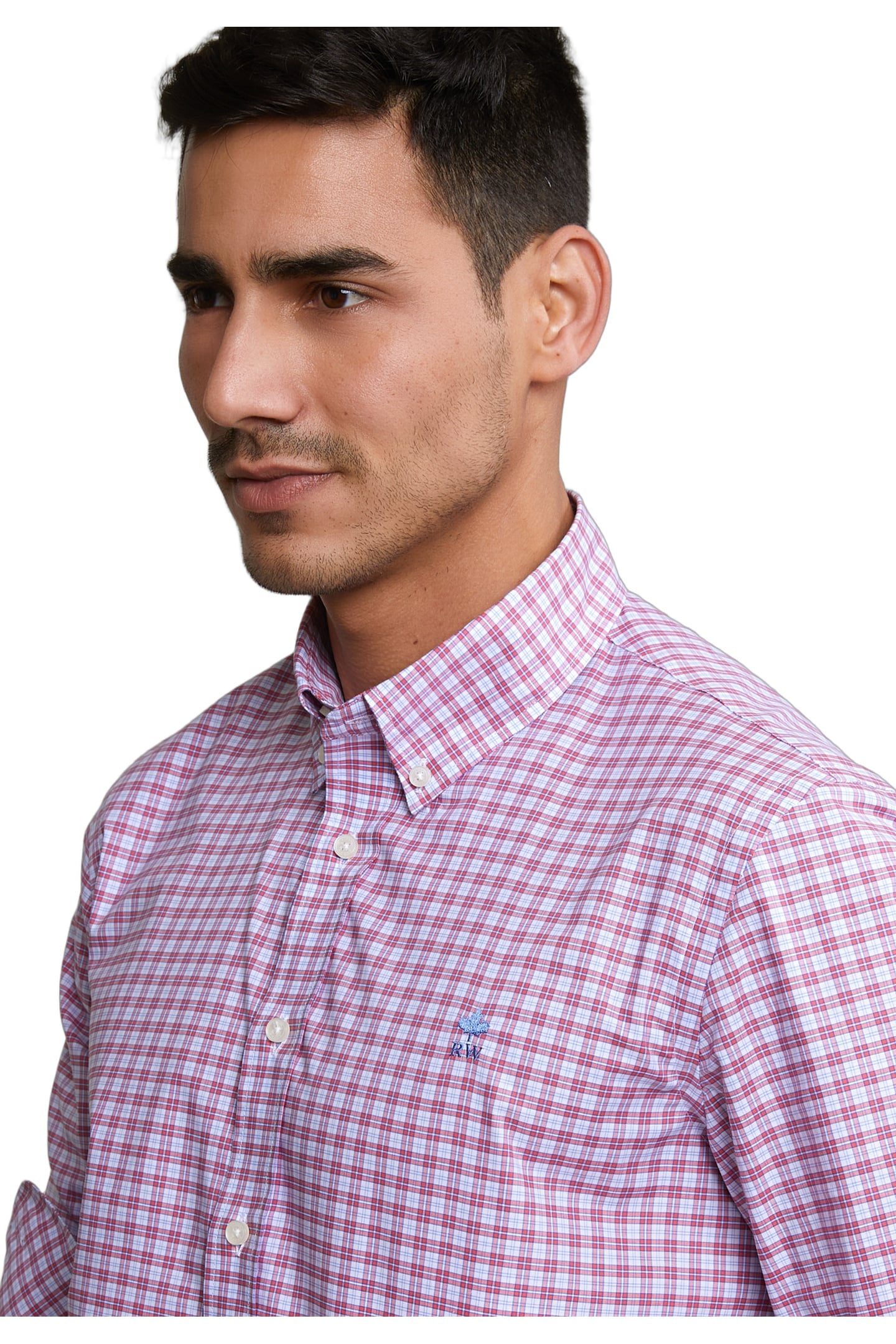 CUSTOM FIT CHECKED SHIRT BLUE/RED 4