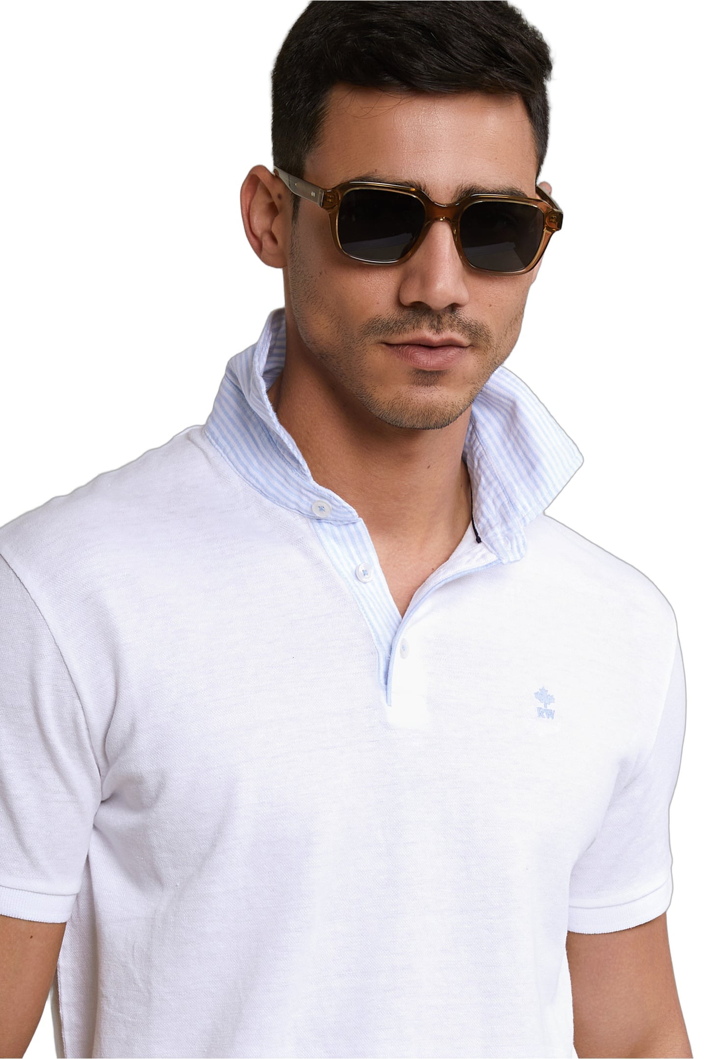 CUSTOM FIT COTTON-LINEN POLO WHITE 4