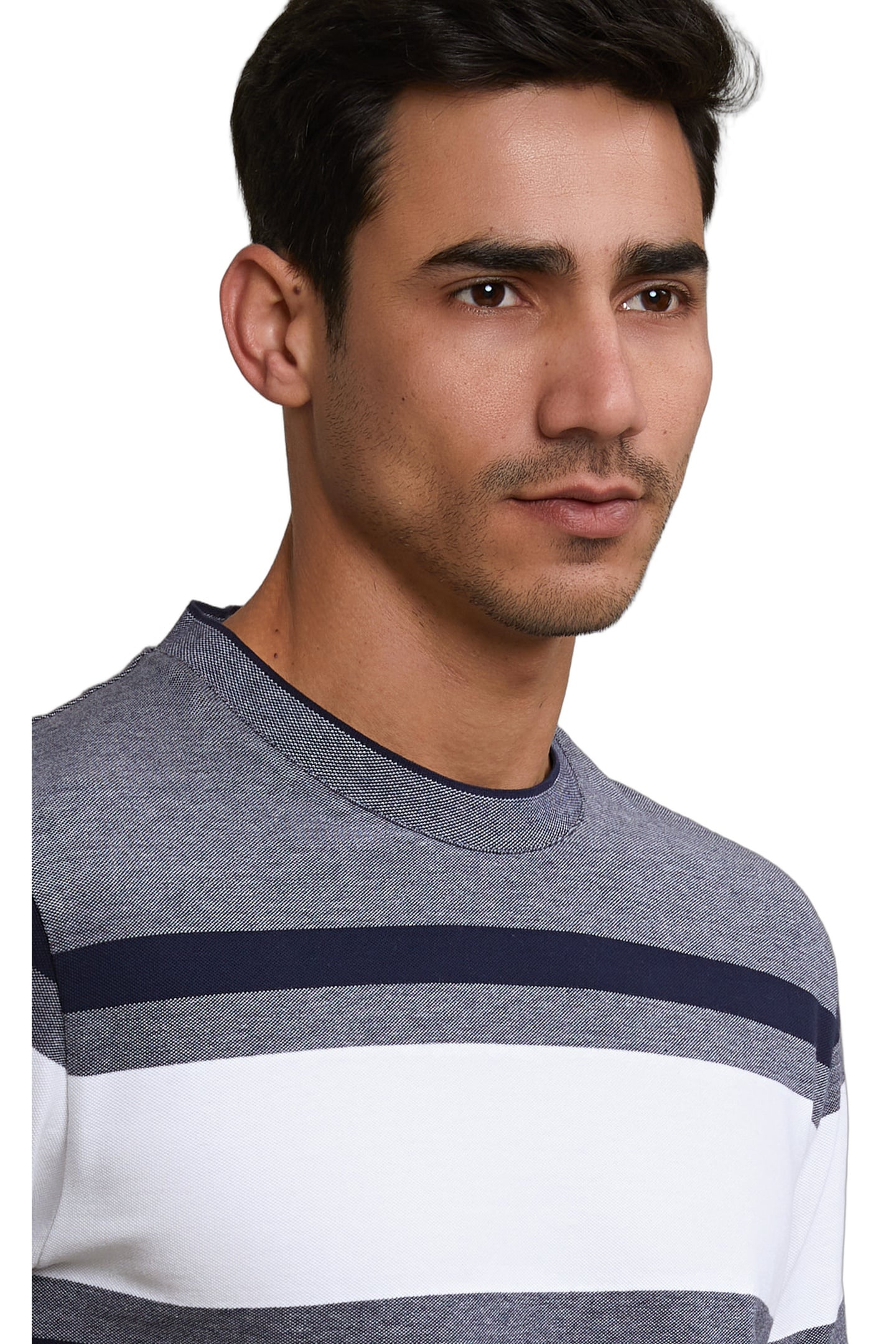 CUSTOM FIT SPORTY STRIPED T-SHIRT NAVY 2