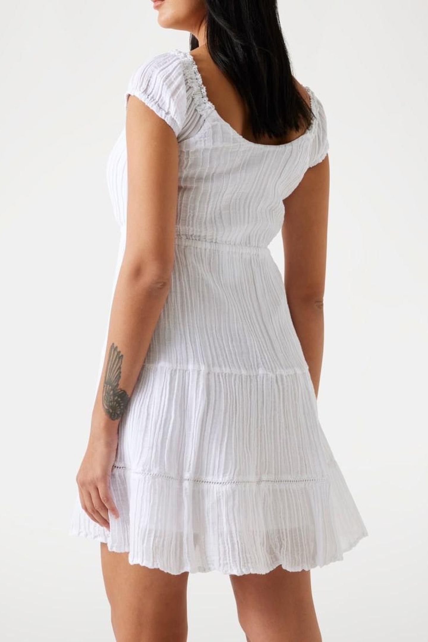 GUESS ECO SL CIEL GAUZE DRESS PURE WHITE 9