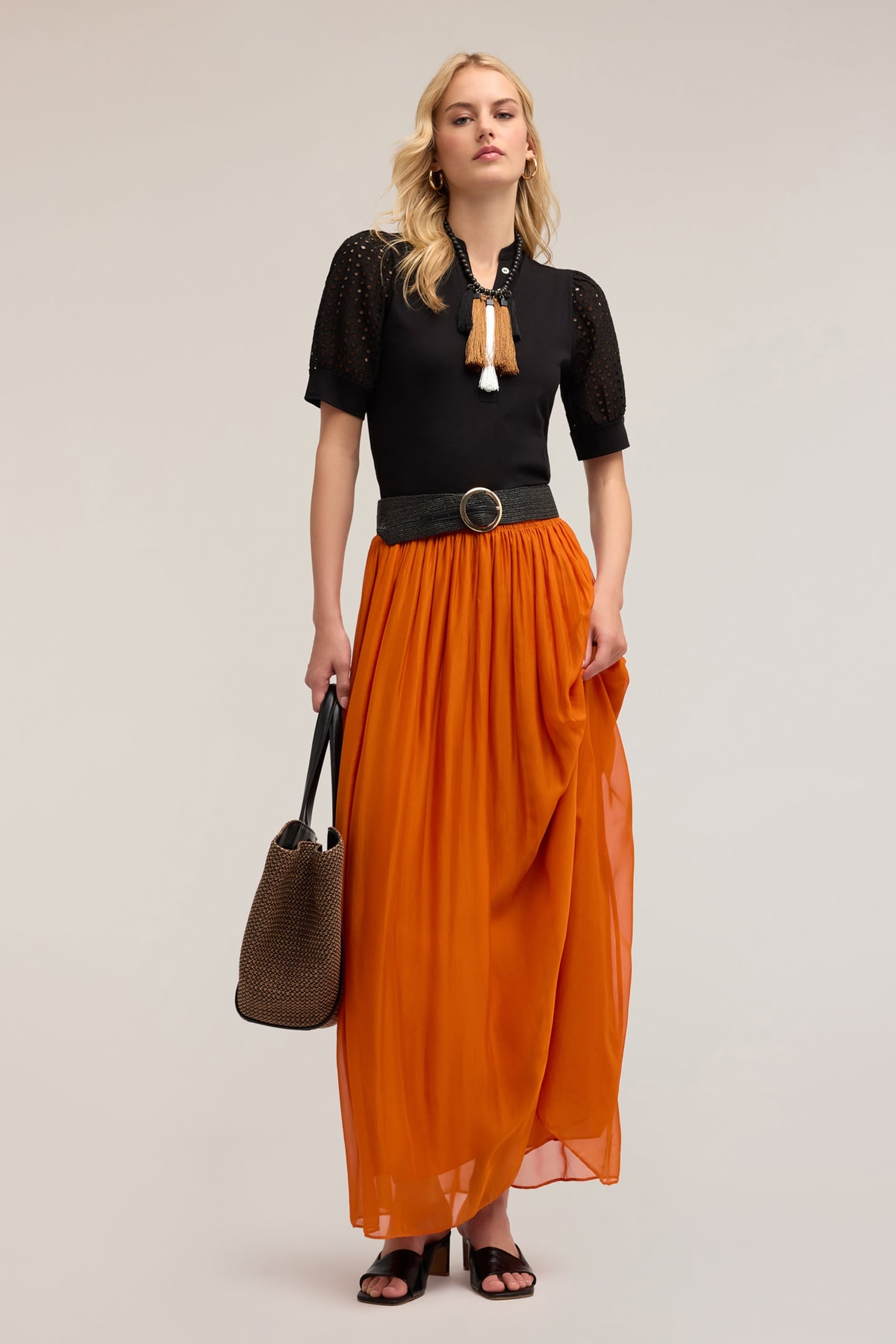 Motivi Long Georgette Skirt Orange Maat: S | Maxi Rokken Outlet | Dames | Oranje