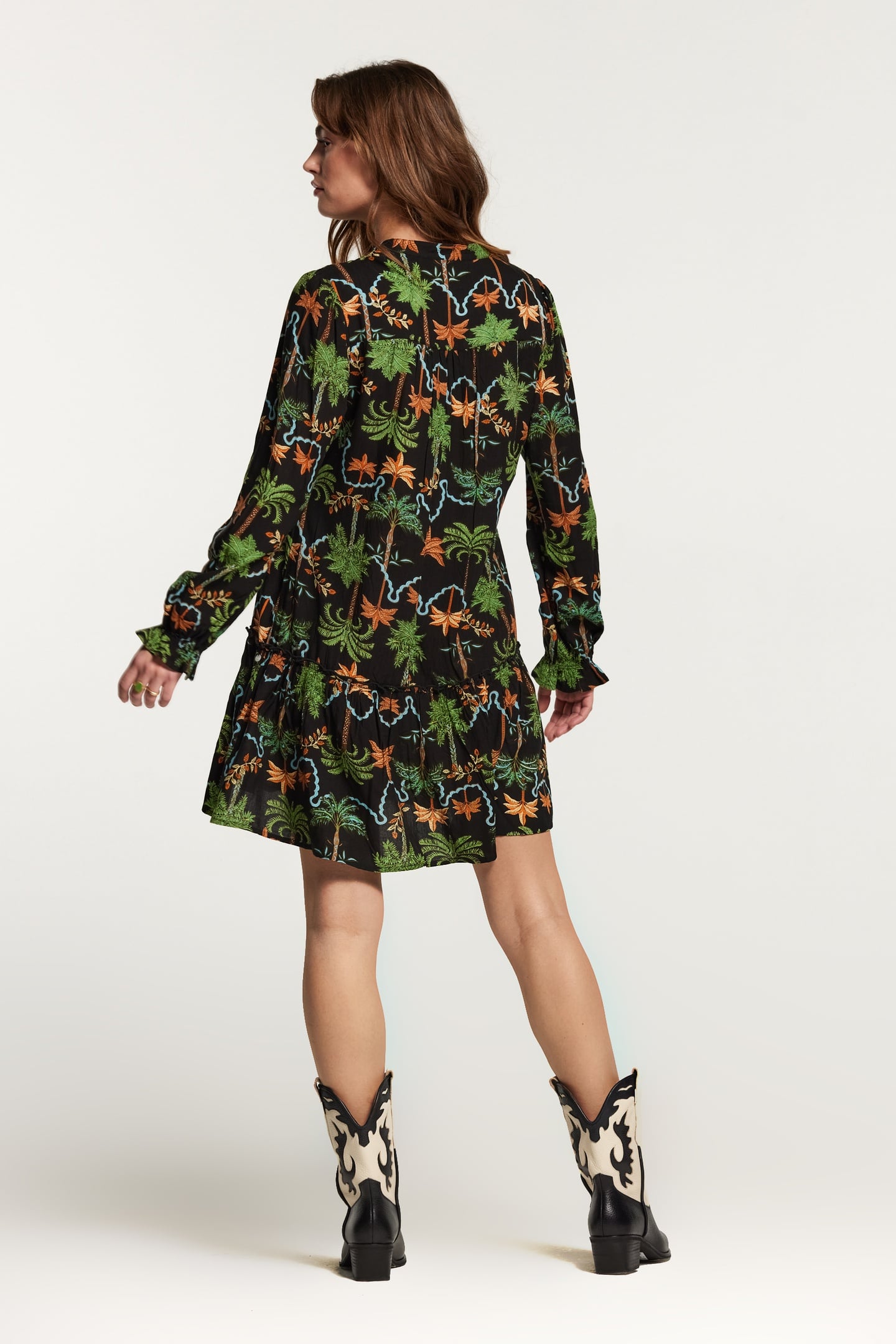 TUVALU DRESS JAIPUR PALM BLACK 2