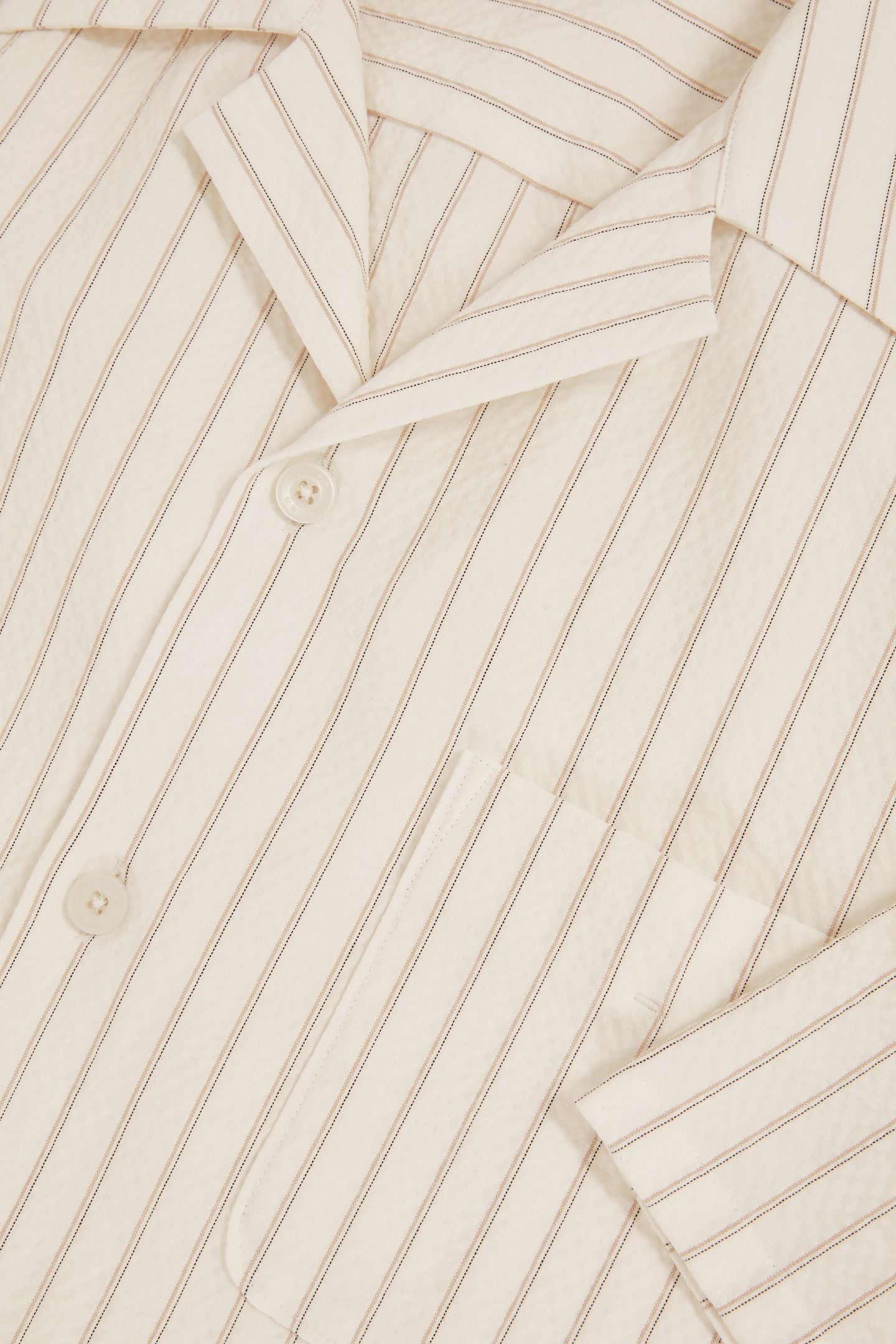 SS SEERSUCKER STRIPE CUBAN SHIRT WHITE TAUPE BROWN 6