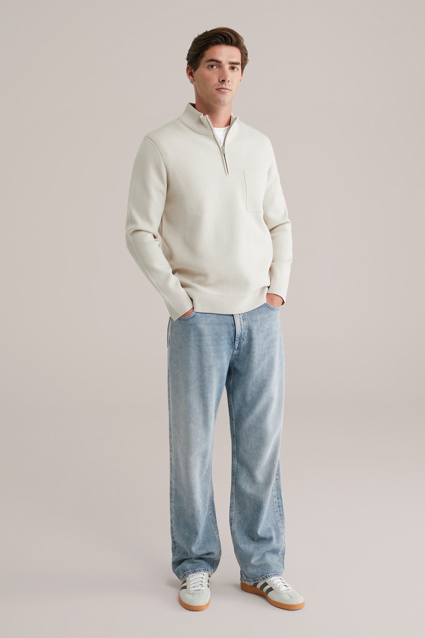 We Fashion Halfway Zipper Light Grey Maat: 3XL | Sweaters Outlet | Heren | Grijs