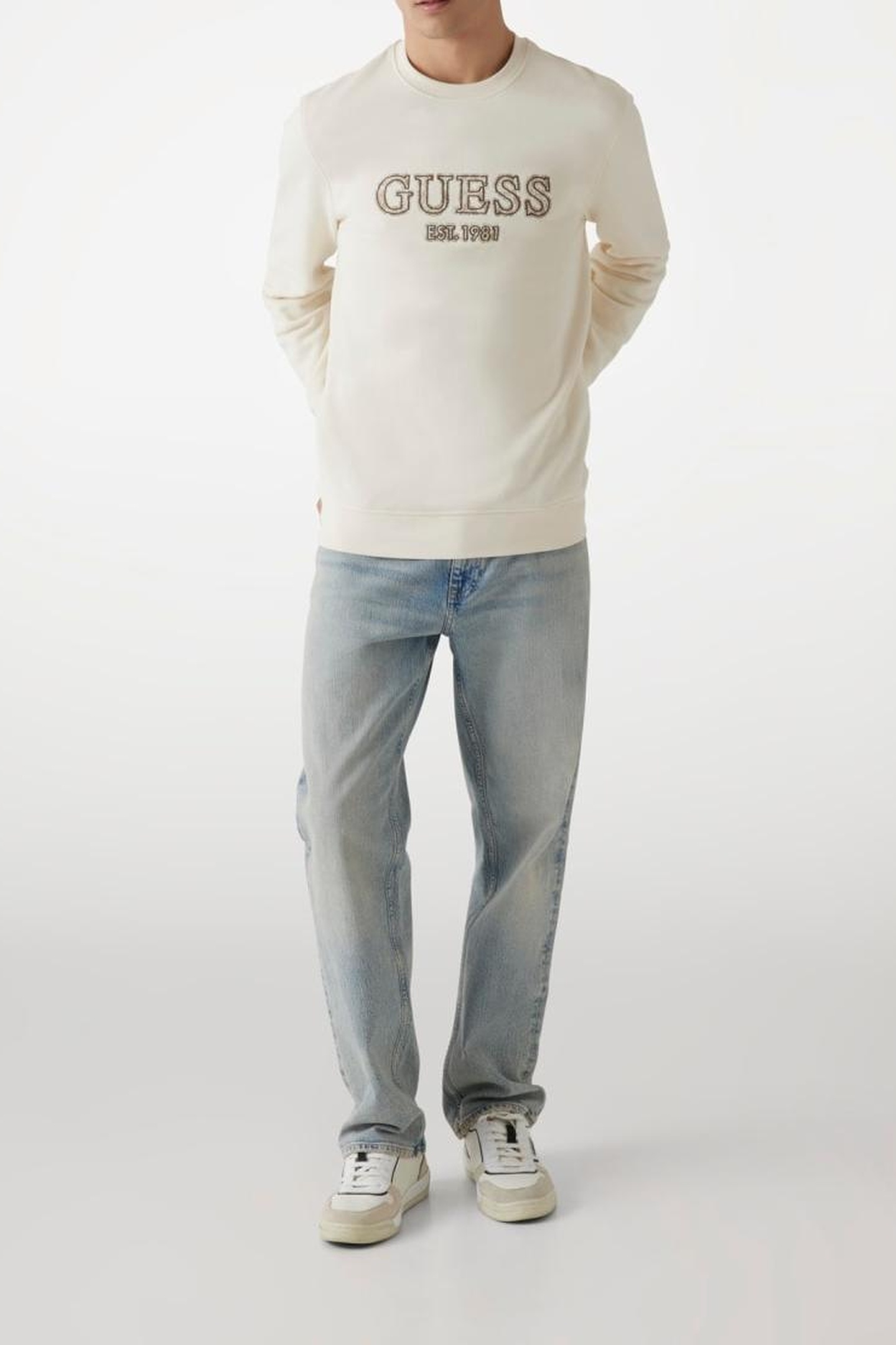 GUESS ECO CN BASIC LOGO SWEATS VANILLA CREAM 5