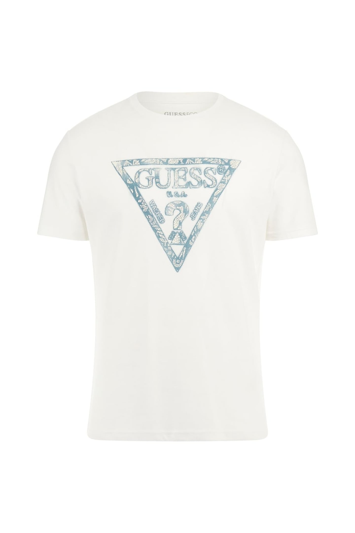GUESS ECO SS CN TRIANGLE TEE PURE WHITE 1